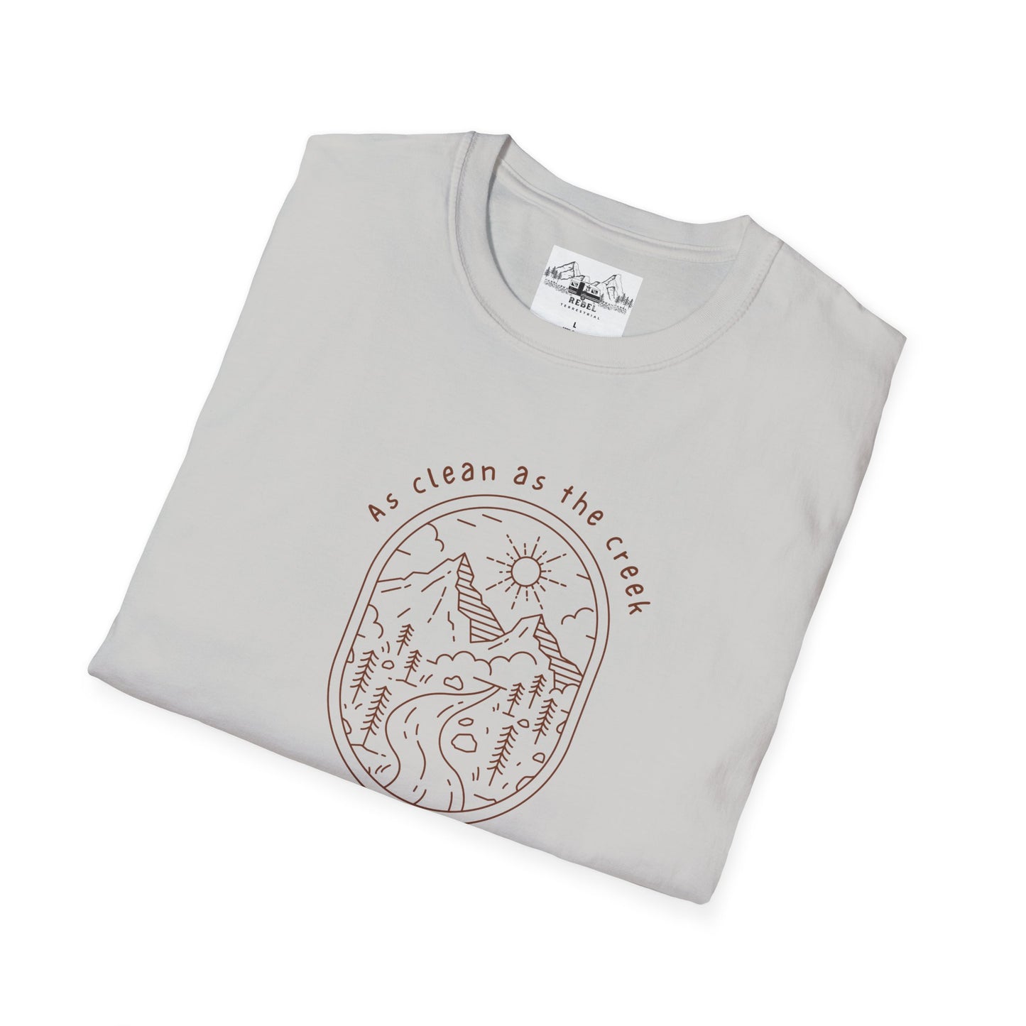 As Clean as the Creek I Bathed In – Mountain Creek Unisex Softstyle T-Shirt