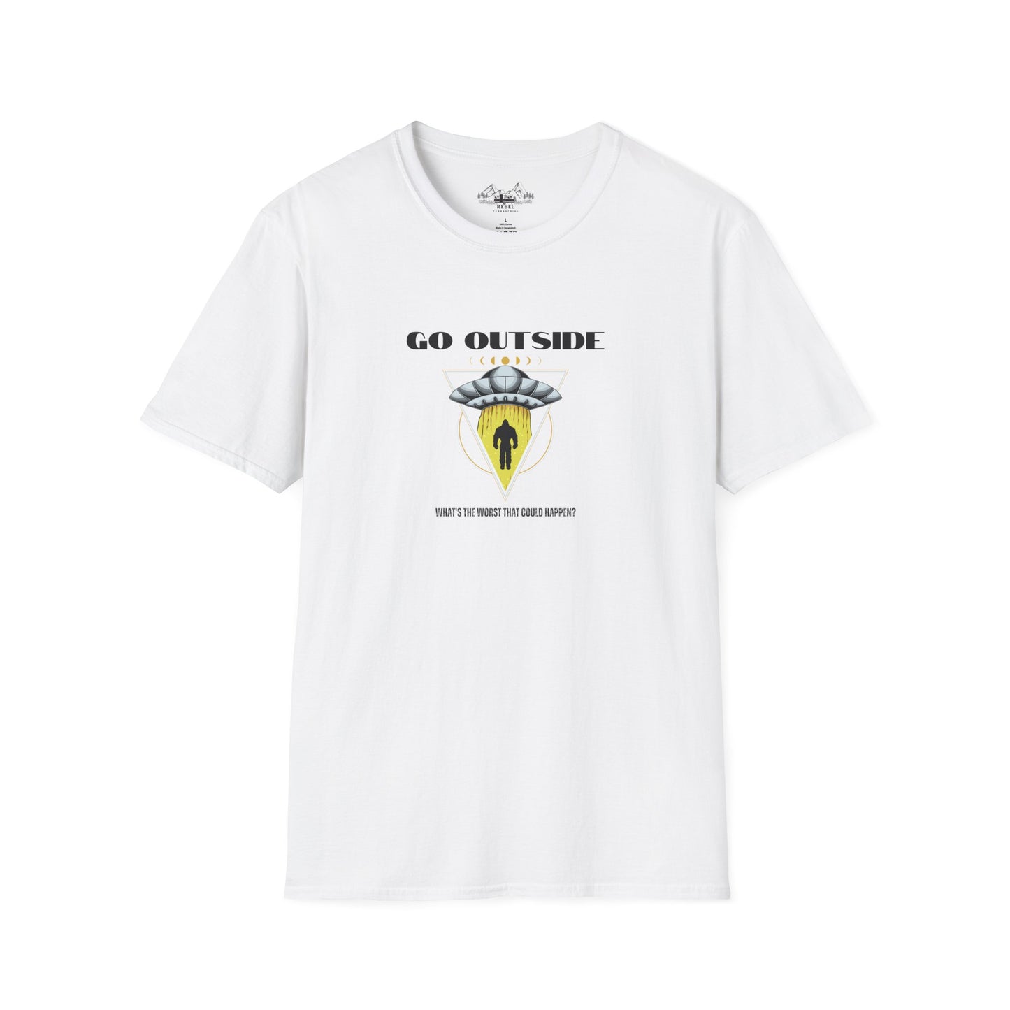 Go Outside — What’s the Worst That Could Happen? | Bigfoot Abduction Unisex Softstyle T-Shirt