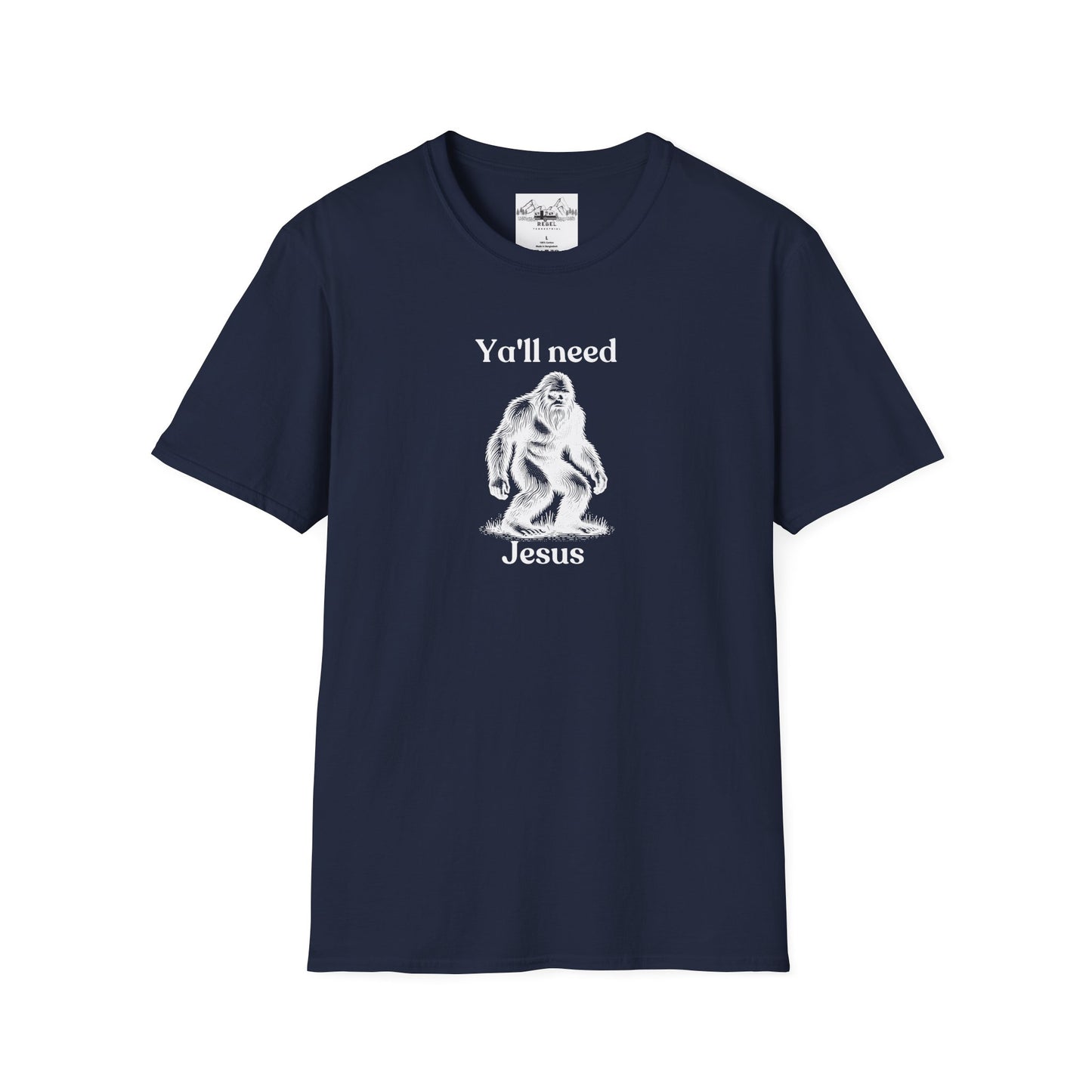 Y’all Need Jesus Bigfoot T-Shirt – Unisex Softstyle Tee