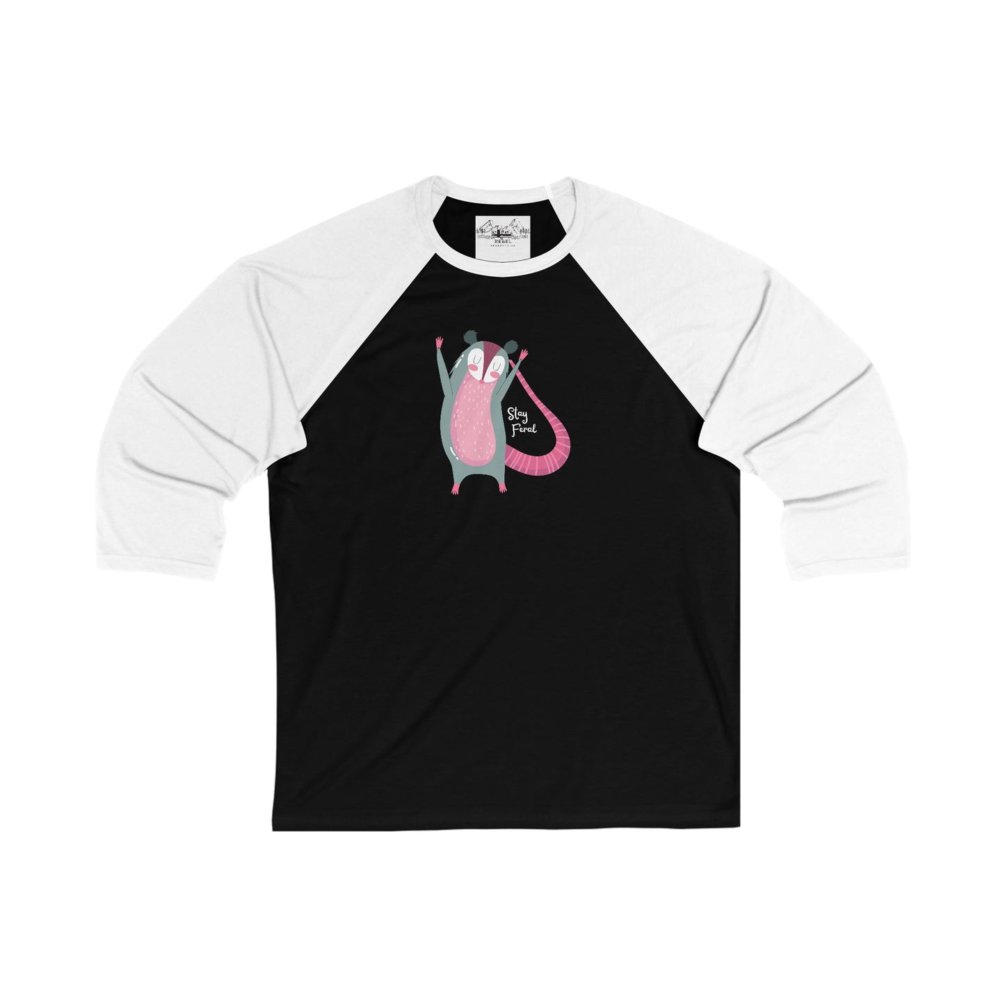 Stay Feral – Happy Possum Unisex 3/4 Sleeve Baseball Tee