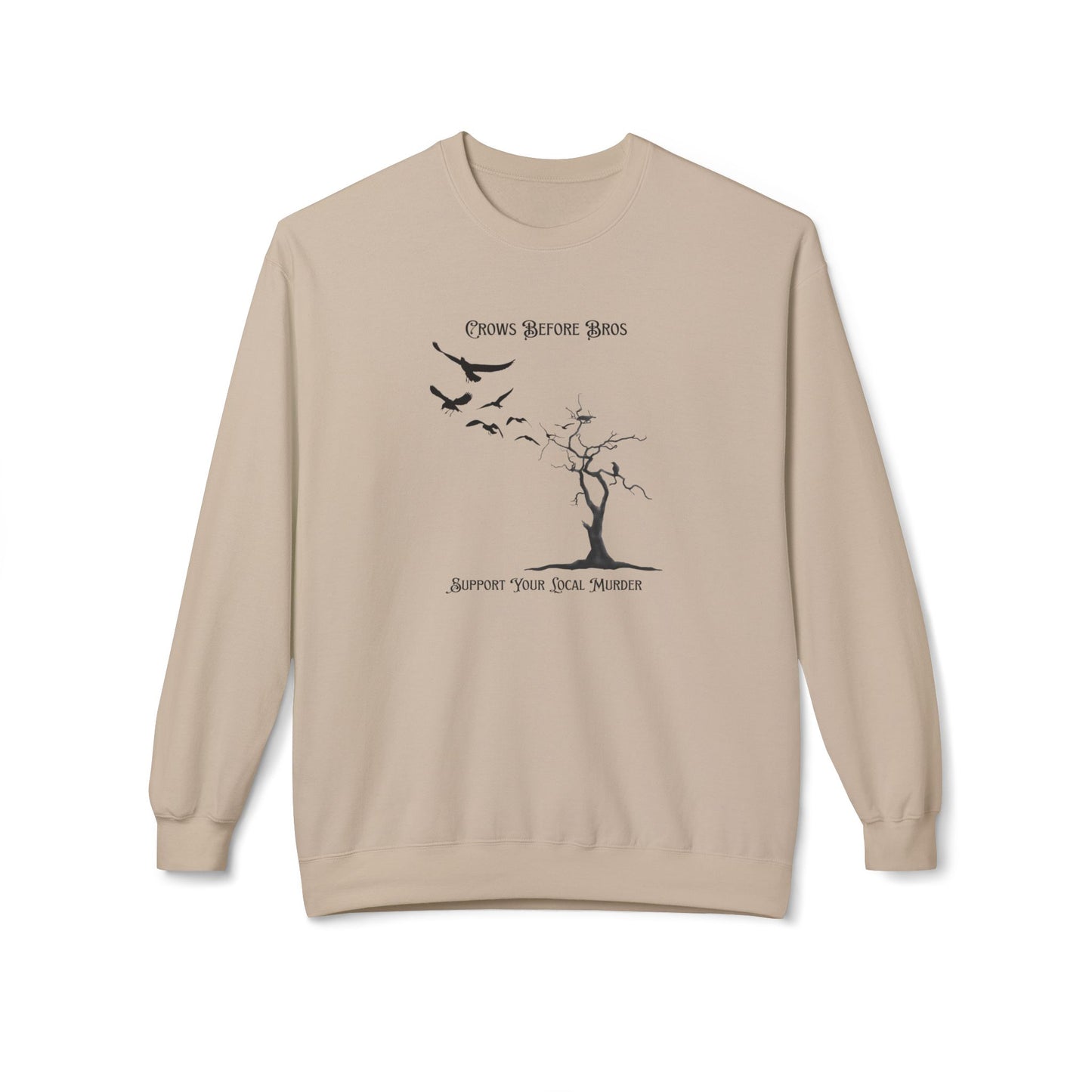 "Crows Before Bros" Unisex Midweight Fleece Crewneck Sweatshirt