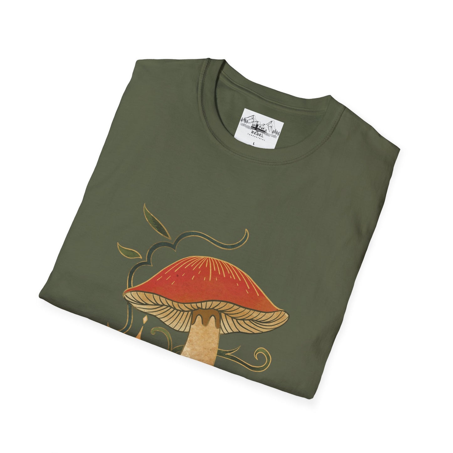 Nature Alone Is Antique – Old World Mushroom Unisex Softstyle T-Shirt | Thomas Carlyle Quote