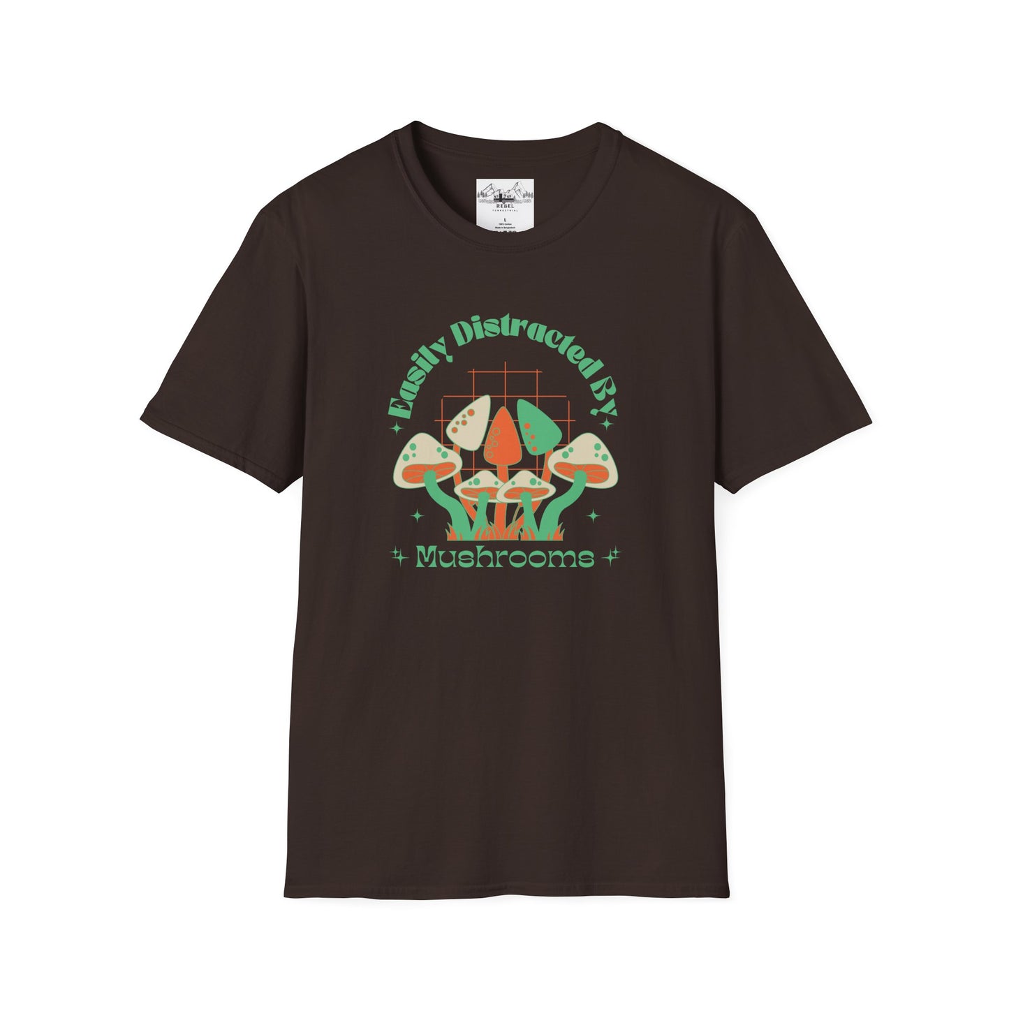Easily Distracted by Mushrooms – Retro Mushroom Unisex T-Shirt
