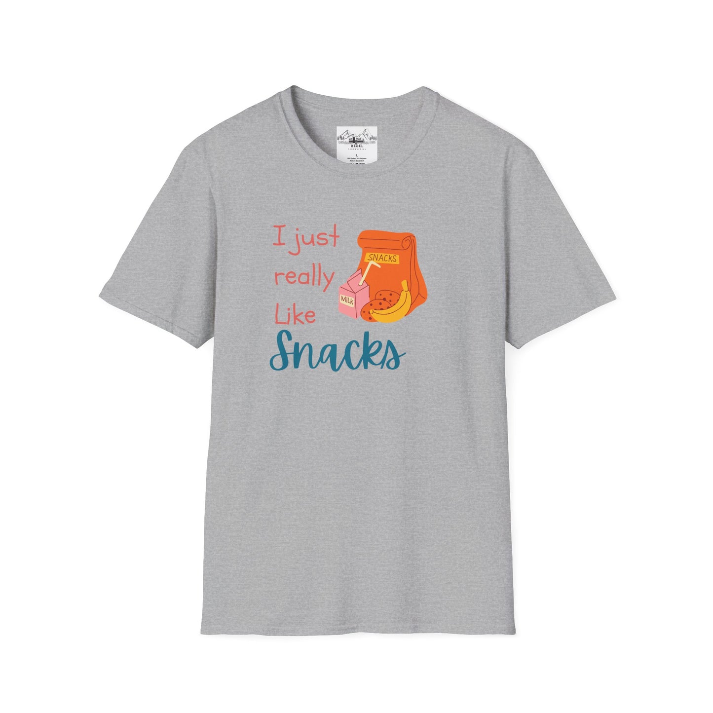I Just Really Like Snacks T-Shirt – Unisex Softstyle Tee for Grown-Up Snack Lovers
