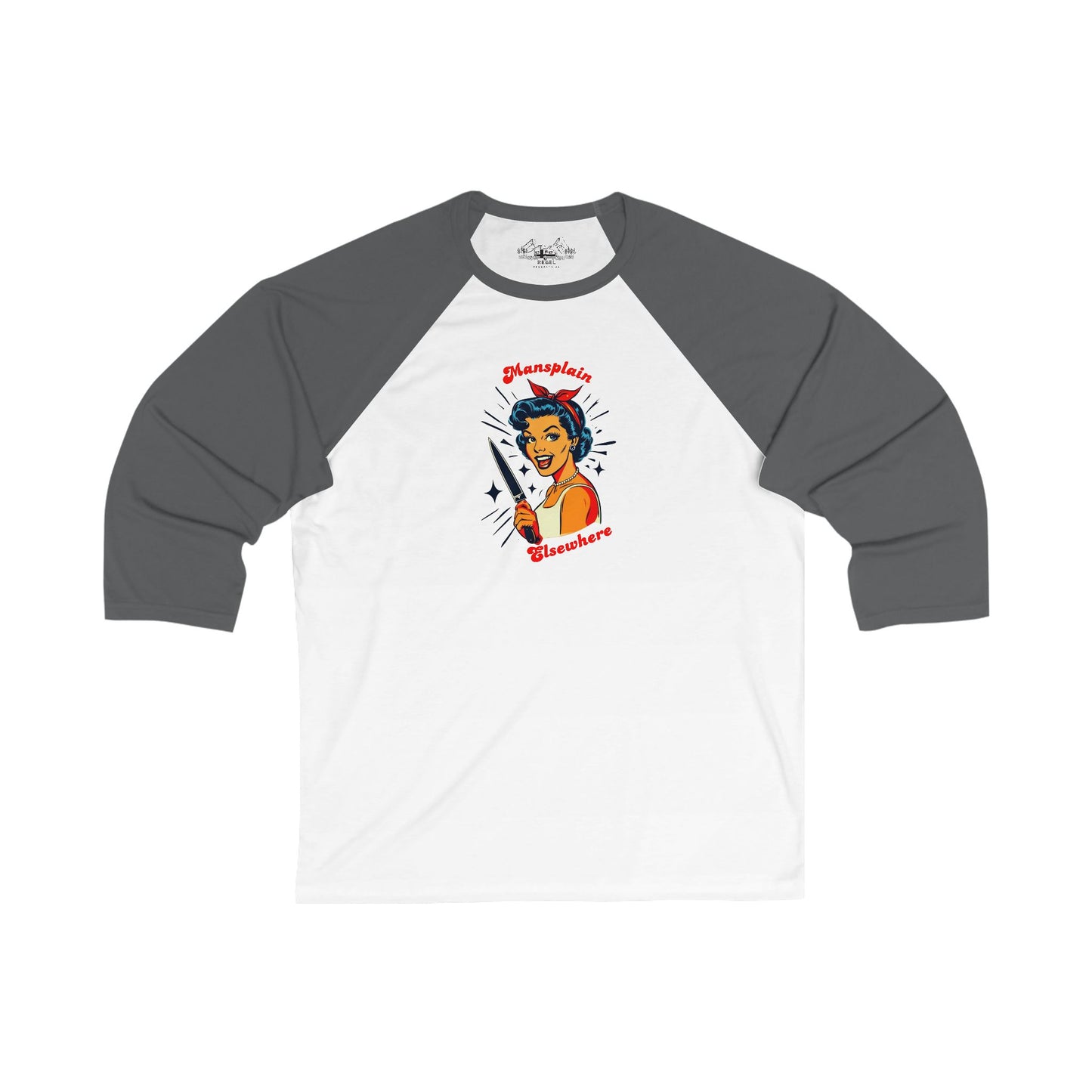 Mansplain Elsewhere – Unisex 3/4 Sleeve Baseball Tee