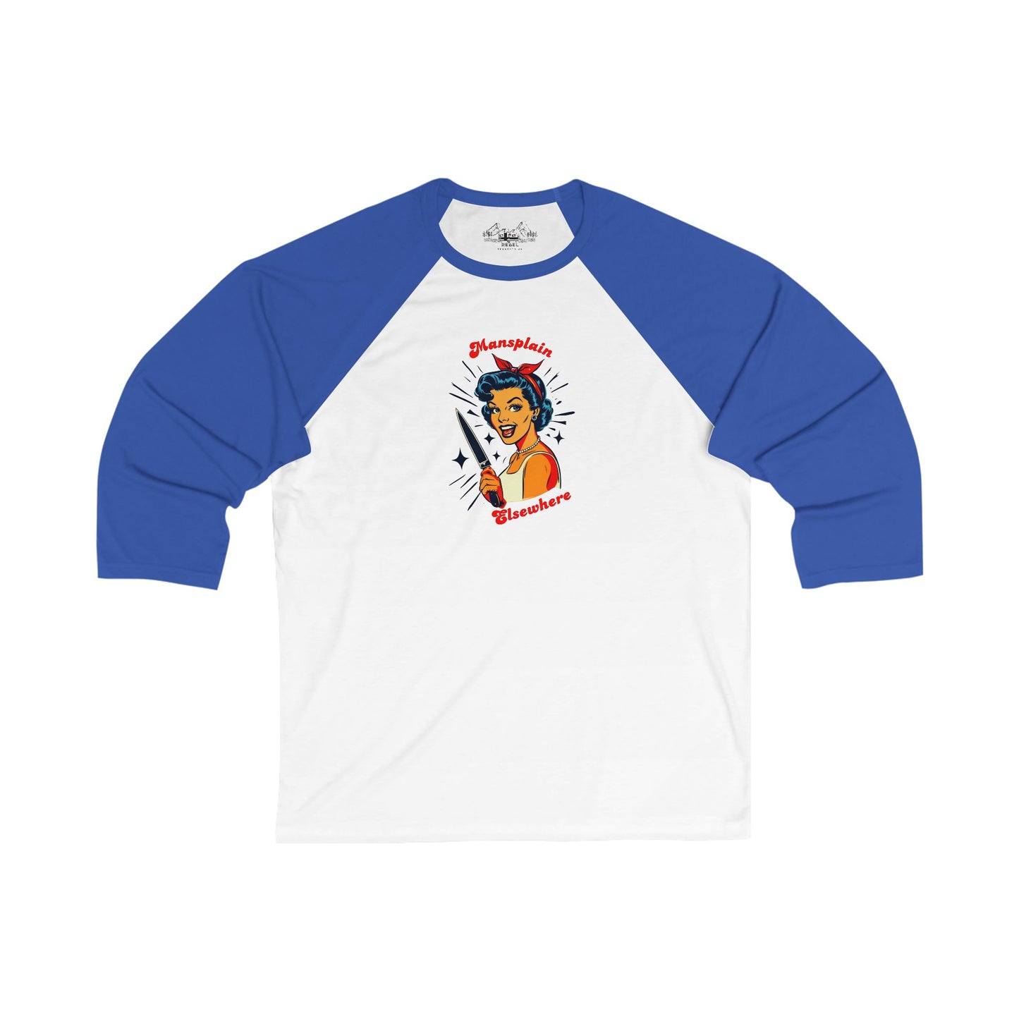 Mansplain Elsewhere – Unisex 3/4 Sleeve Baseball Tee
