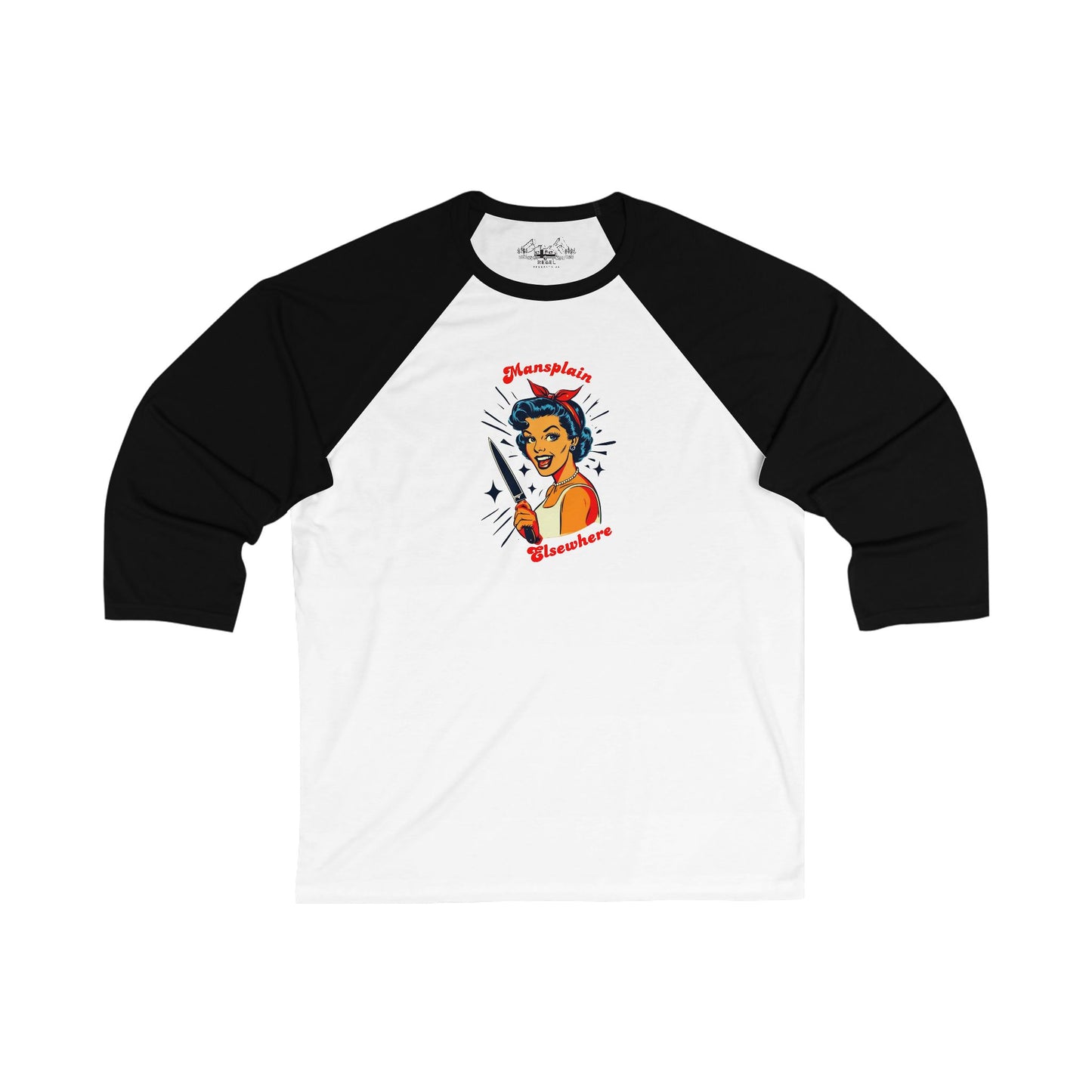 Mansplain Elsewhere – Unisex 3/4 Sleeve Baseball Tee