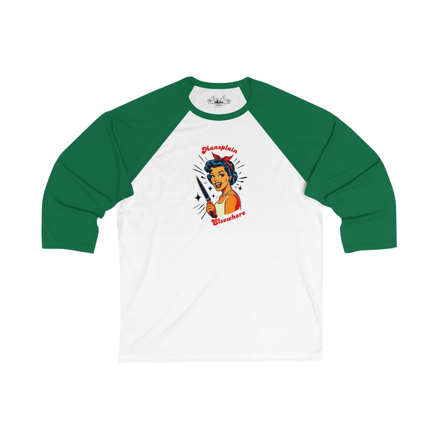 Mansplain Elsewhere – Unisex 3/4 Sleeve Baseball Tee