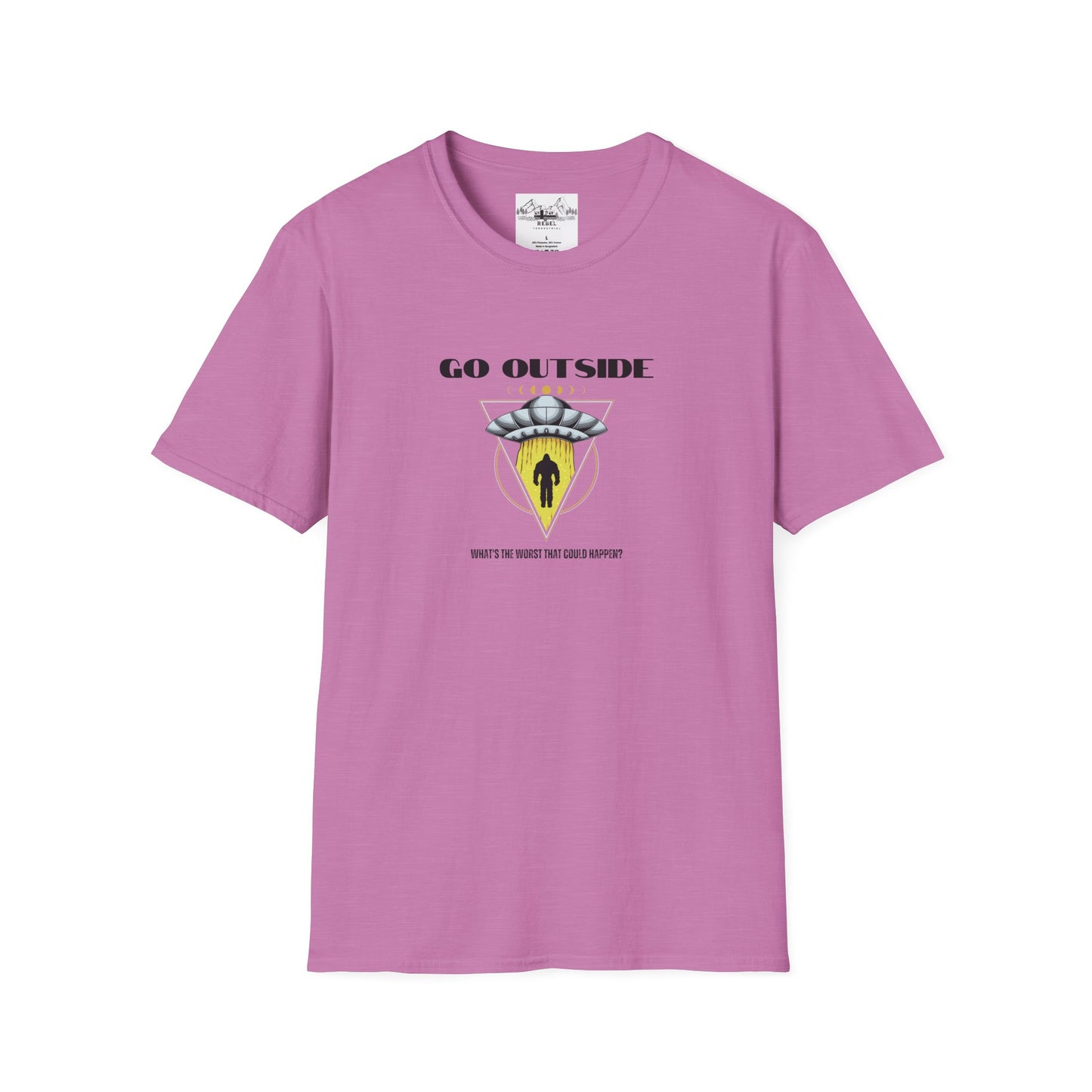Go Outside — What’s the Worst That Could Happen? | Bigfoot Abduction Unisex Softstyle T-Shirt