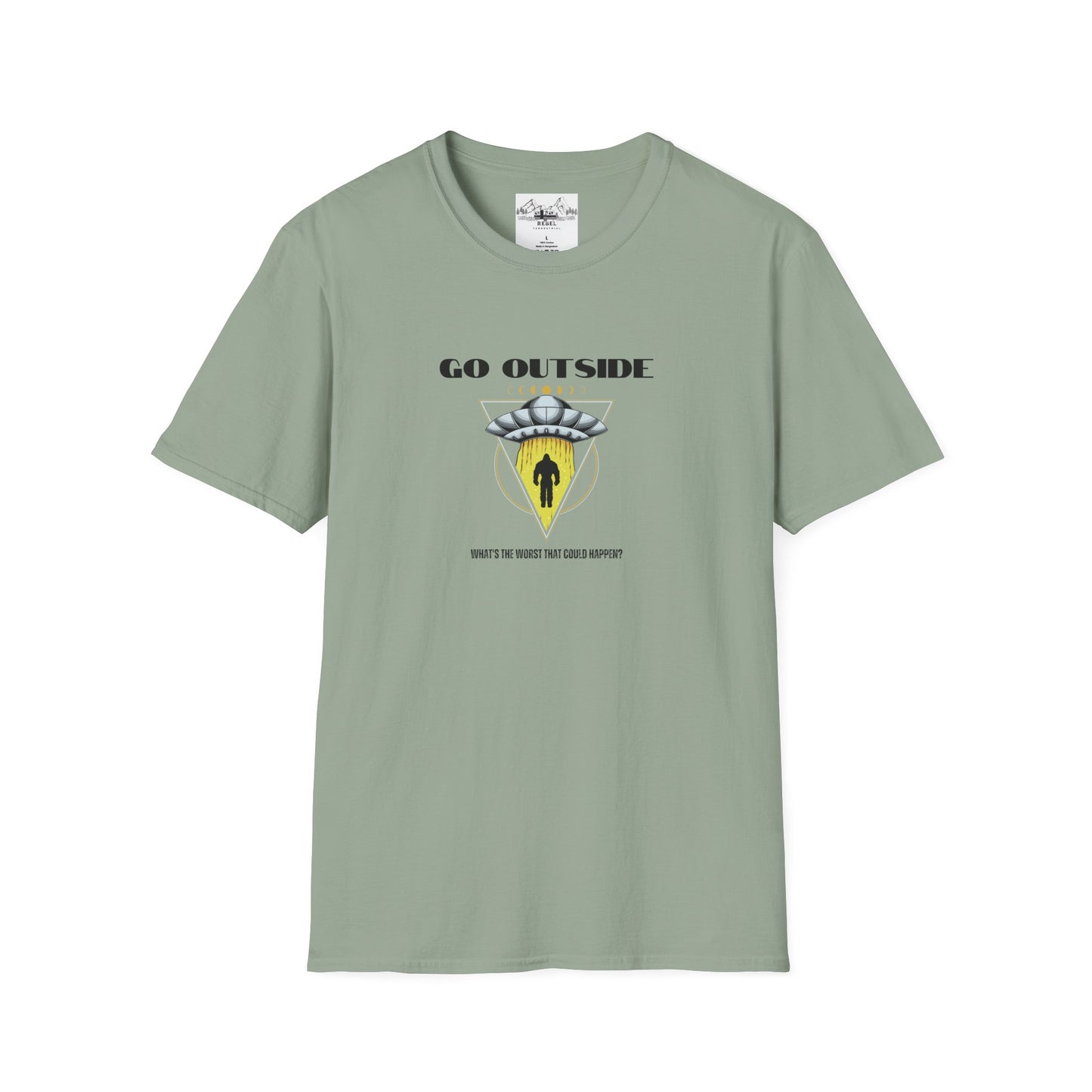 Go Outside — What’s the Worst That Could Happen? | Bigfoot Abduction Unisex Softstyle T-Shirt