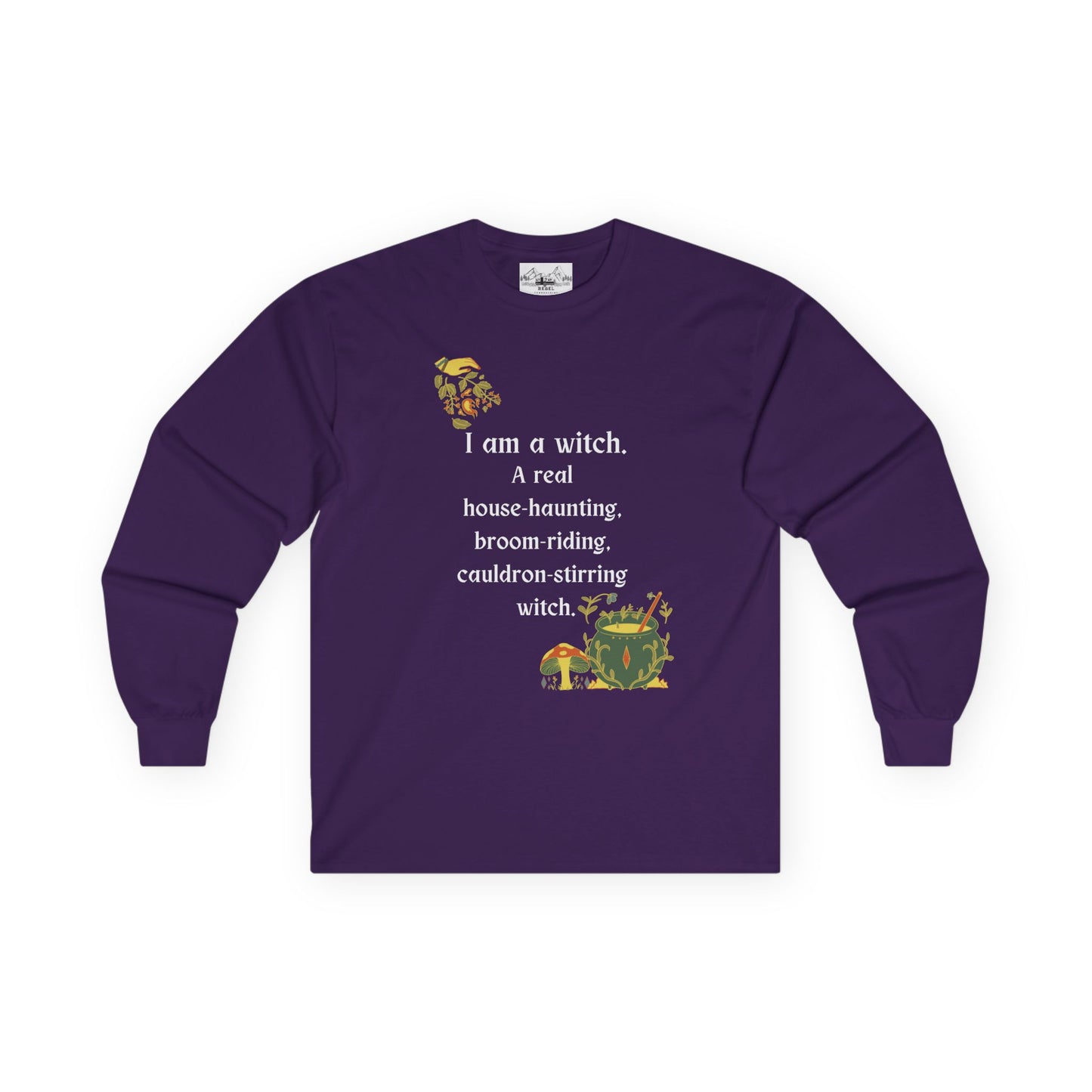 The Real Witch Cauldron & Broom Unisex Long Sleeve T-Shirt