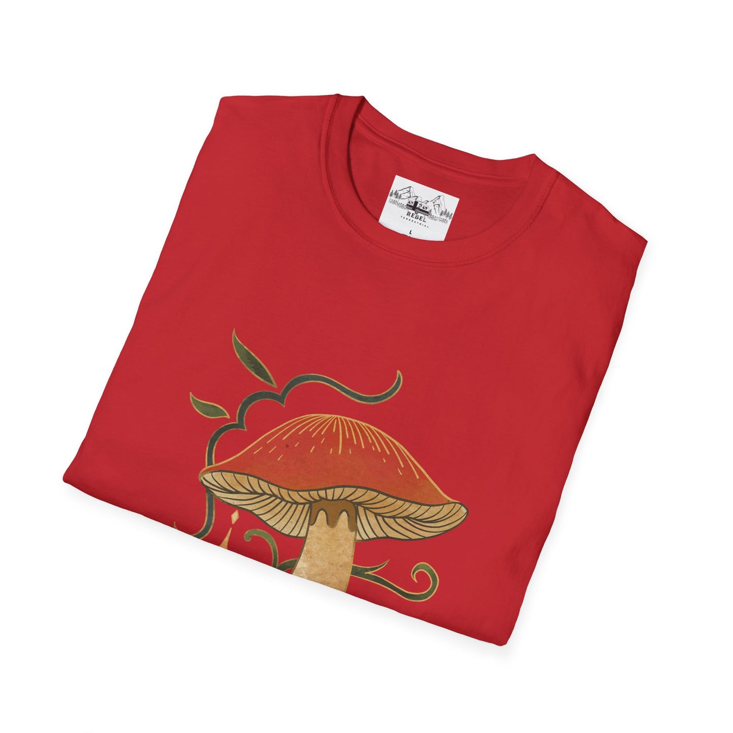 Nature Alone Is Antique – Old World Mushroom Unisex Softstyle T-Shirt | Thomas Carlyle Quote