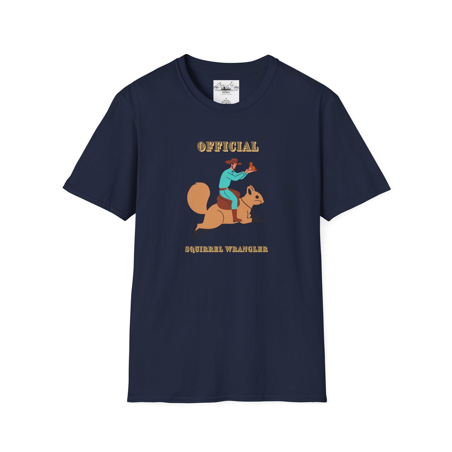 Official Squirrel Wrangler T-Shirt – Cowboy on a Mission | Unisex Softstyle Tee