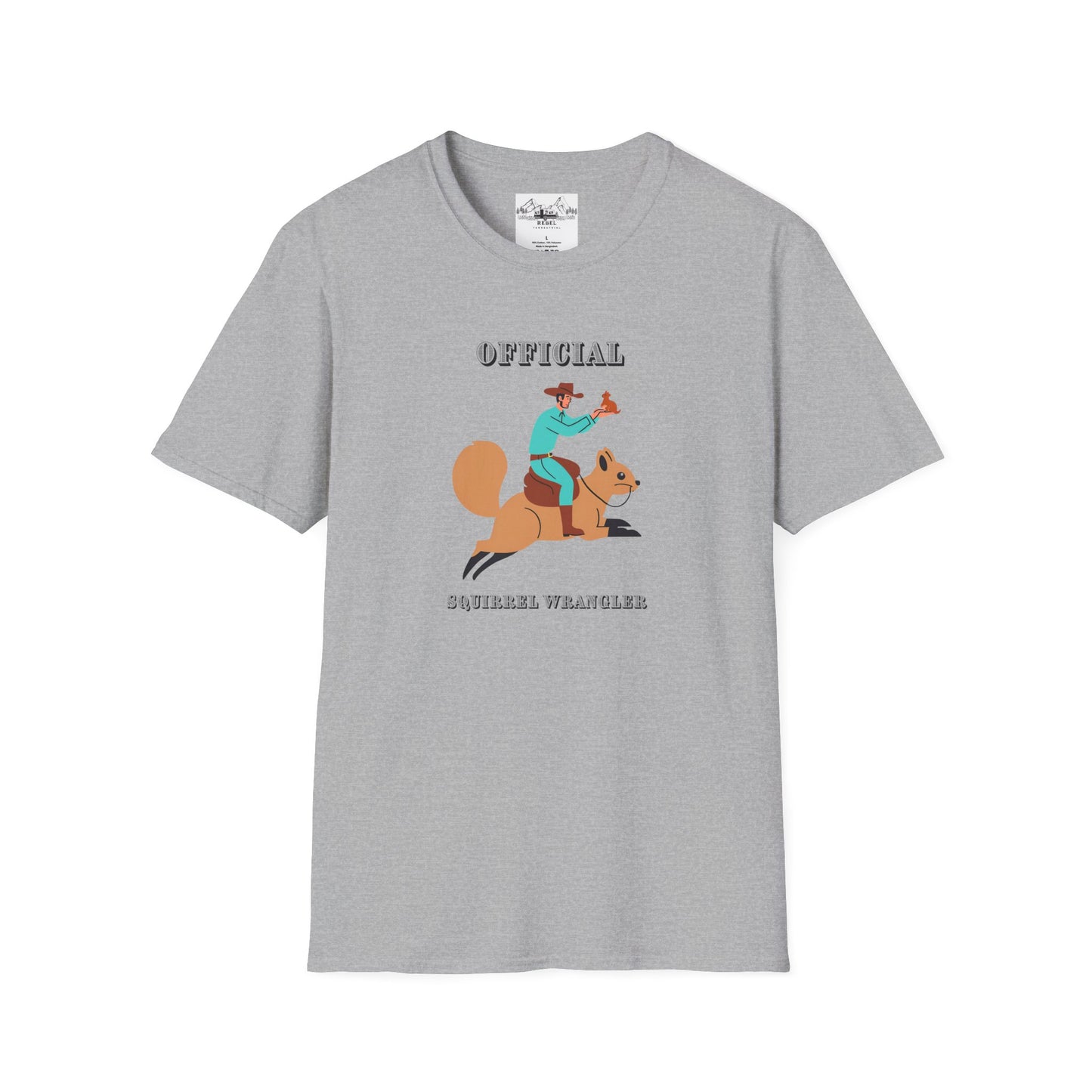 Official Squirrel Wrangler T-Shirt – Cowboy on a Mission | Unisex Softstyle Tee