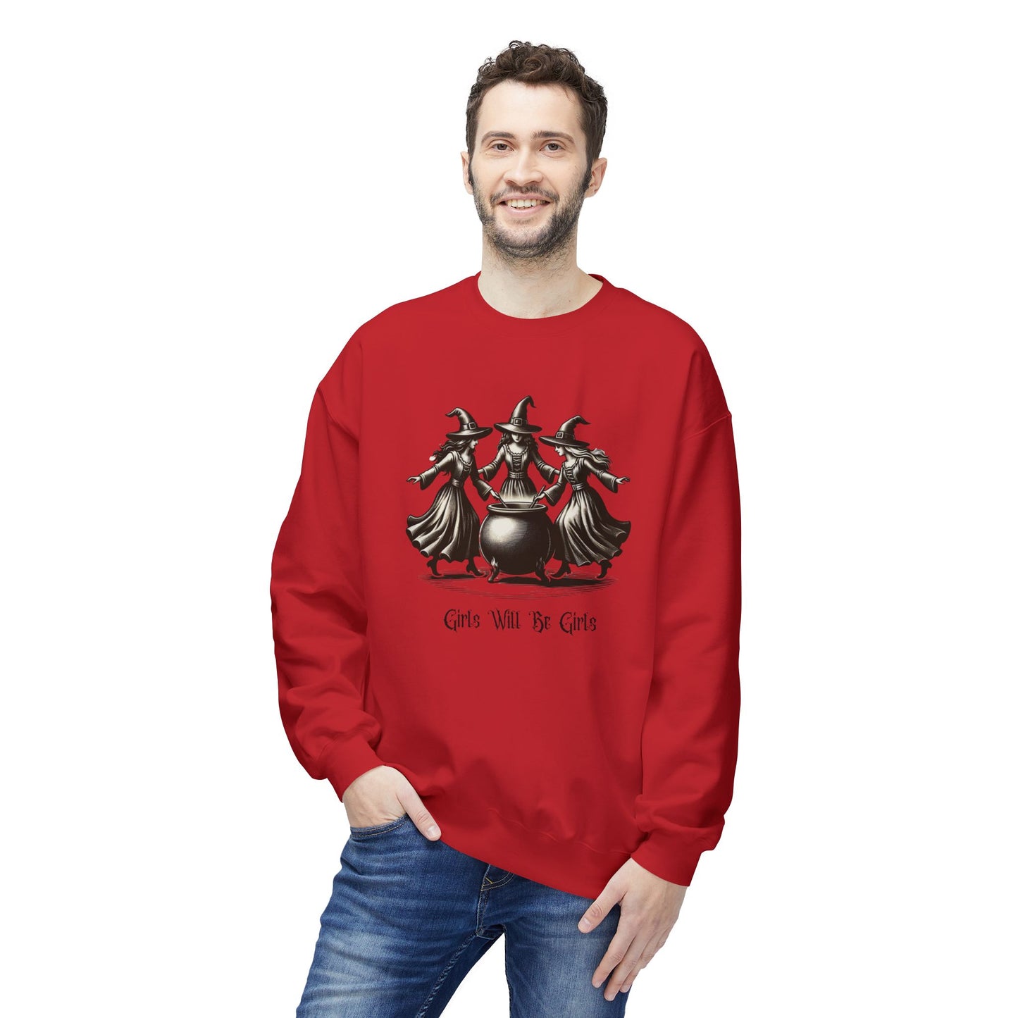 "Girls Will Be Girls" Witches Unisex Crewneck Sweatshirt