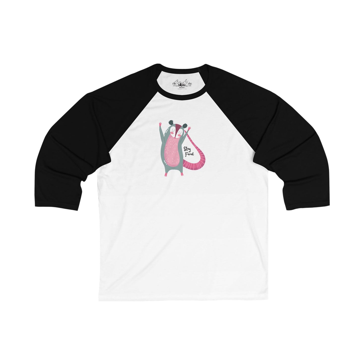 Stay Feral – Happy Possum Unisex 3/4 Sleeve Baseball Tee