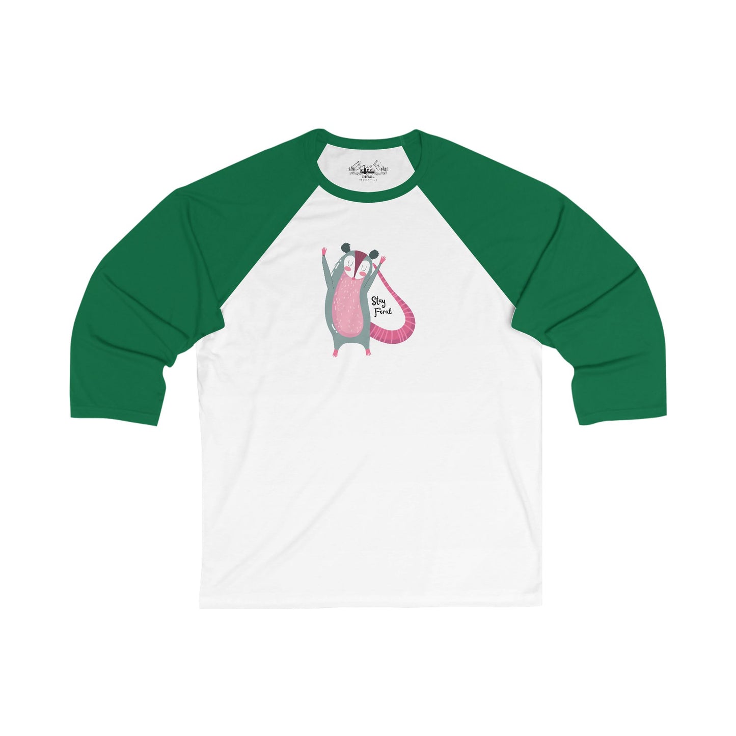 Stay Feral – Happy Possum Unisex 3/4 Sleeve Baseball Tee
