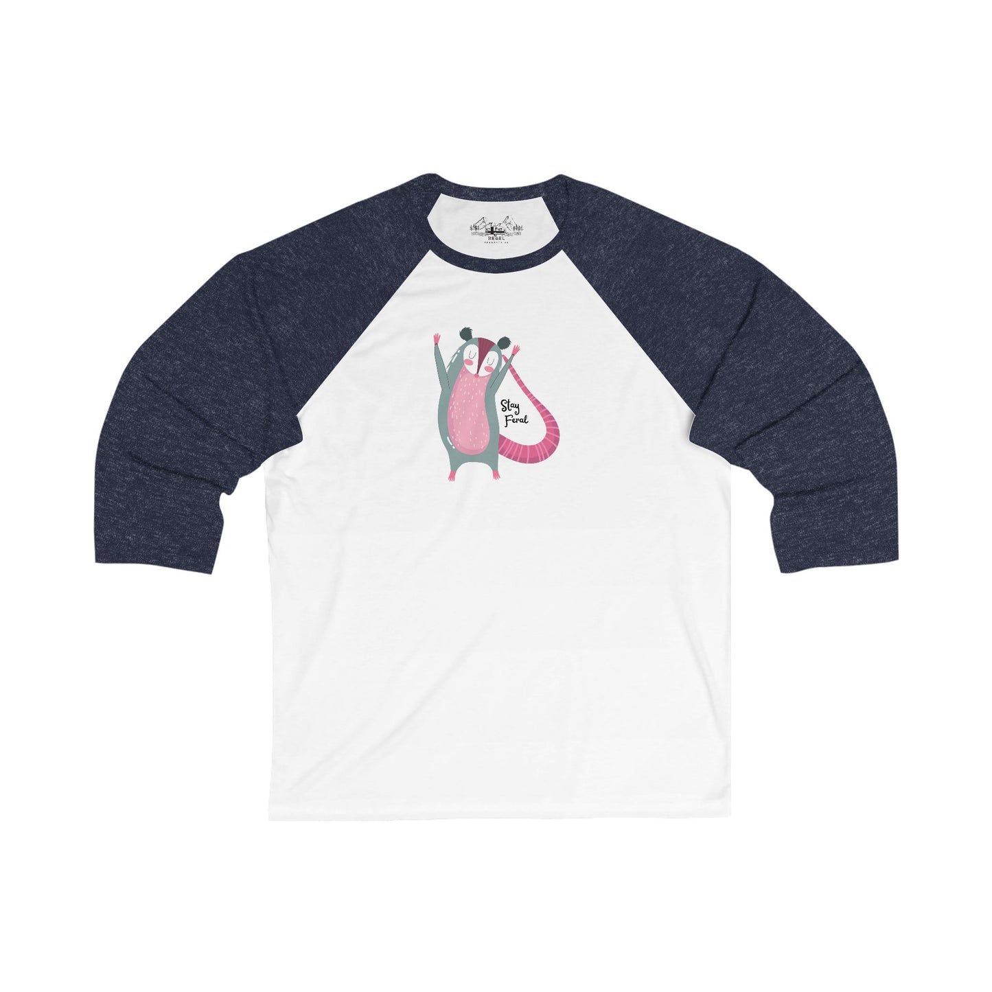 Stay Feral – Happy Possum Unisex 3/4 Sleeve Baseball Tee