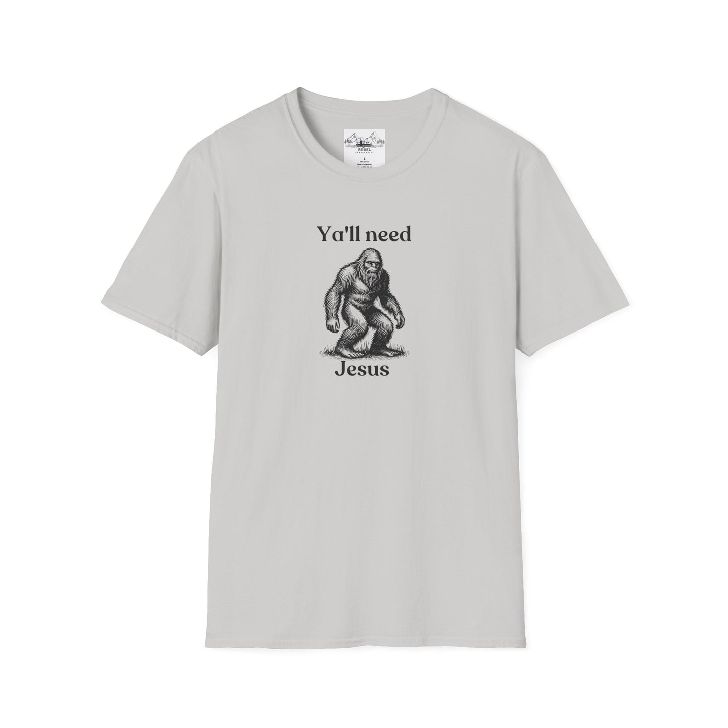 Y’all Need Jesus Bigfoot T-Shirt – Unisex Softstyle Tee