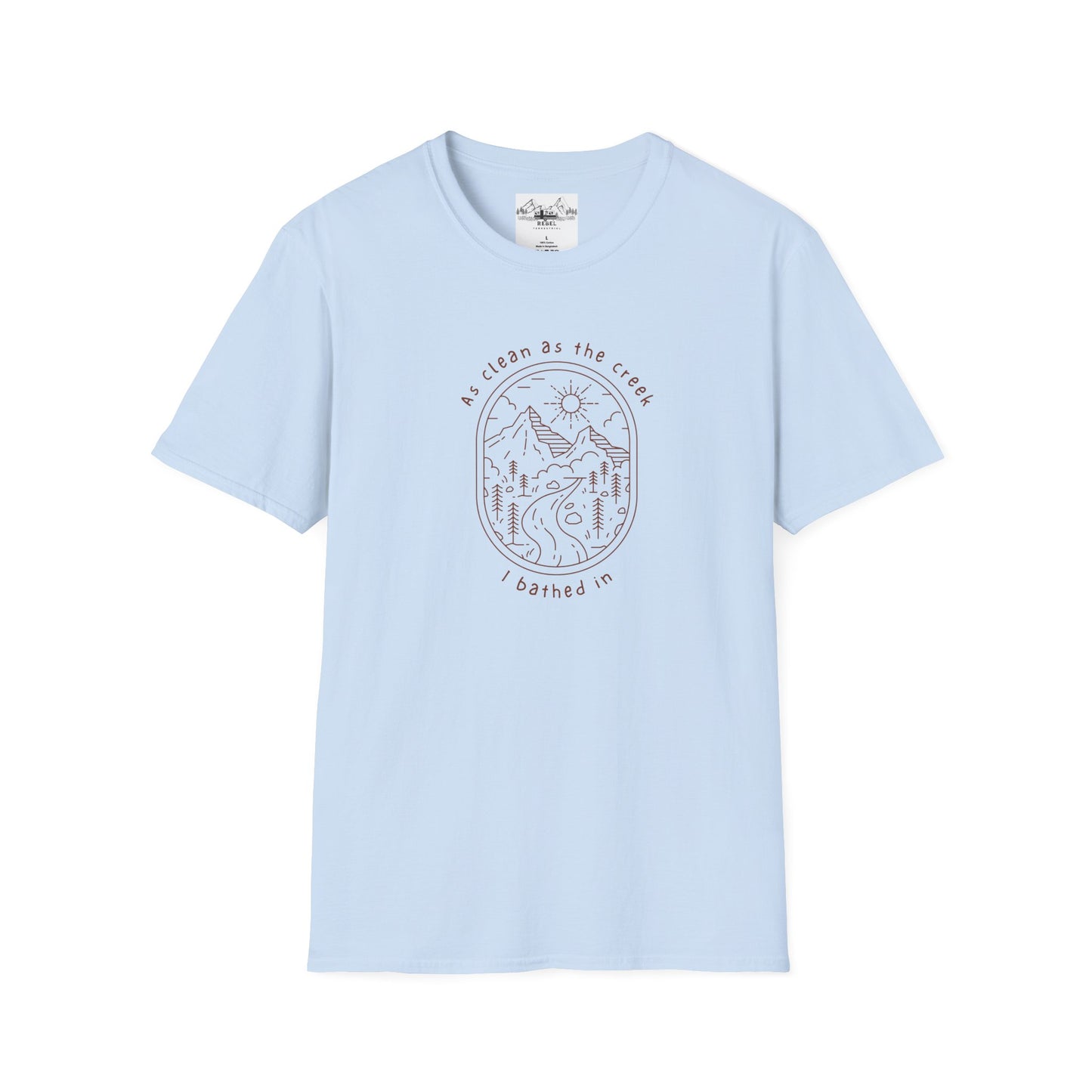 As Clean as the Creek I Bathed In – Mountain Creek Unisex Softstyle T-Shirt