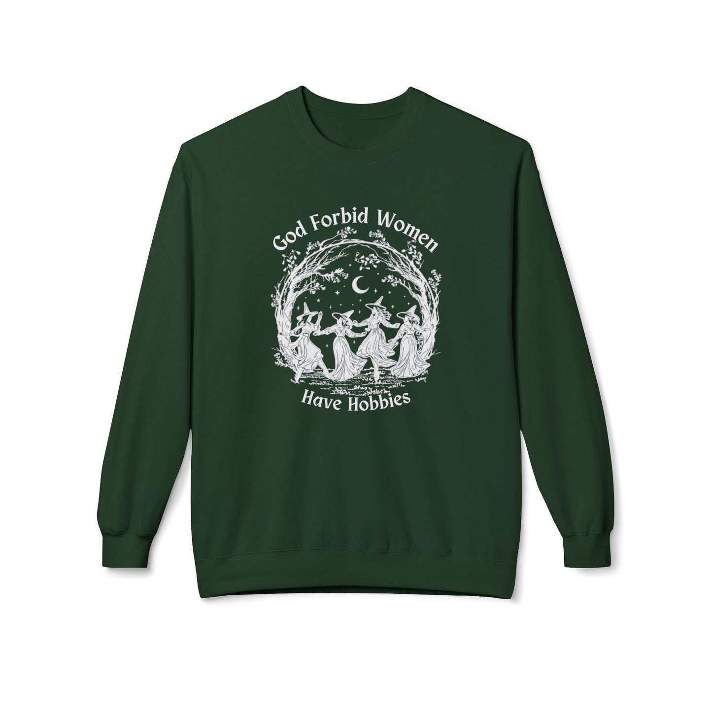 "God Forbid, Women Have Hobbies" Unisex Midweight Fleece Crewneck Sweatshirt