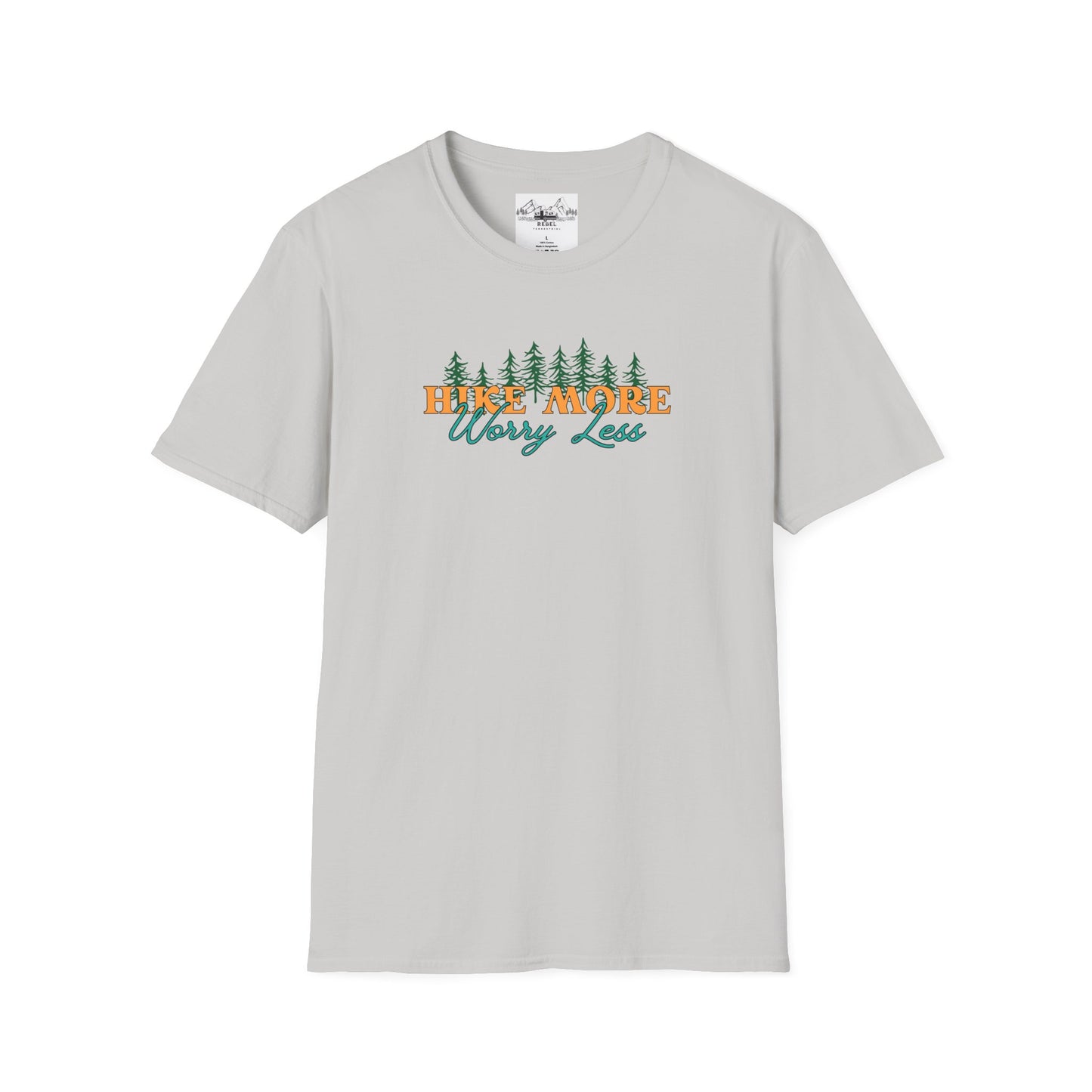 Hike More Worry Less | Retro Pine Trees Unisex Softstyle T-Shirt