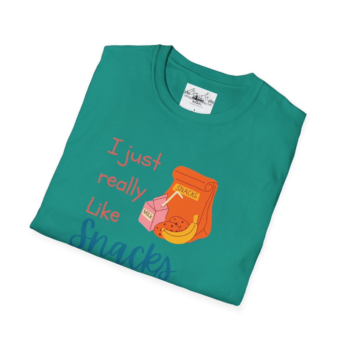 I Just Really Like Snacks T-Shirt – Unisex Softstyle Tee for Grown-Up Snack Lovers