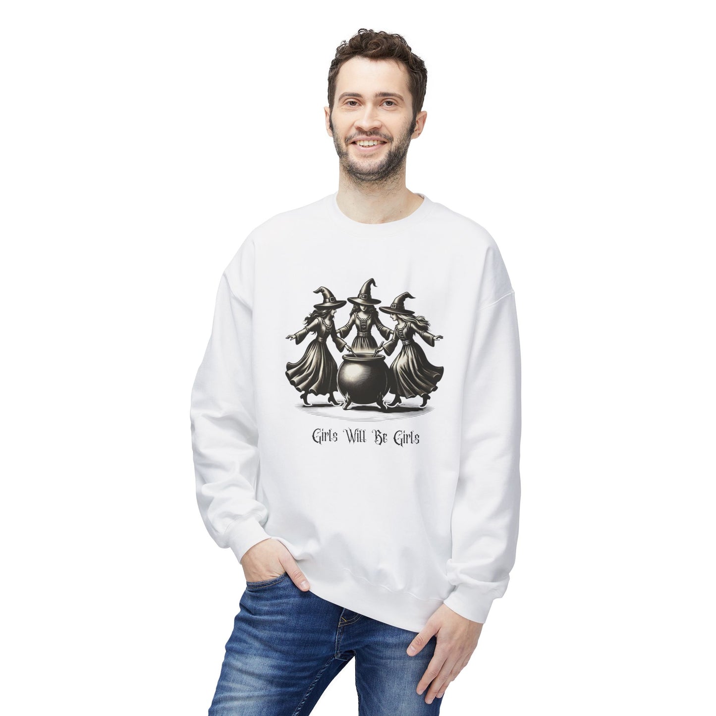 "Girls Will Be Girls" Witches Unisex Crewneck Sweatshirt