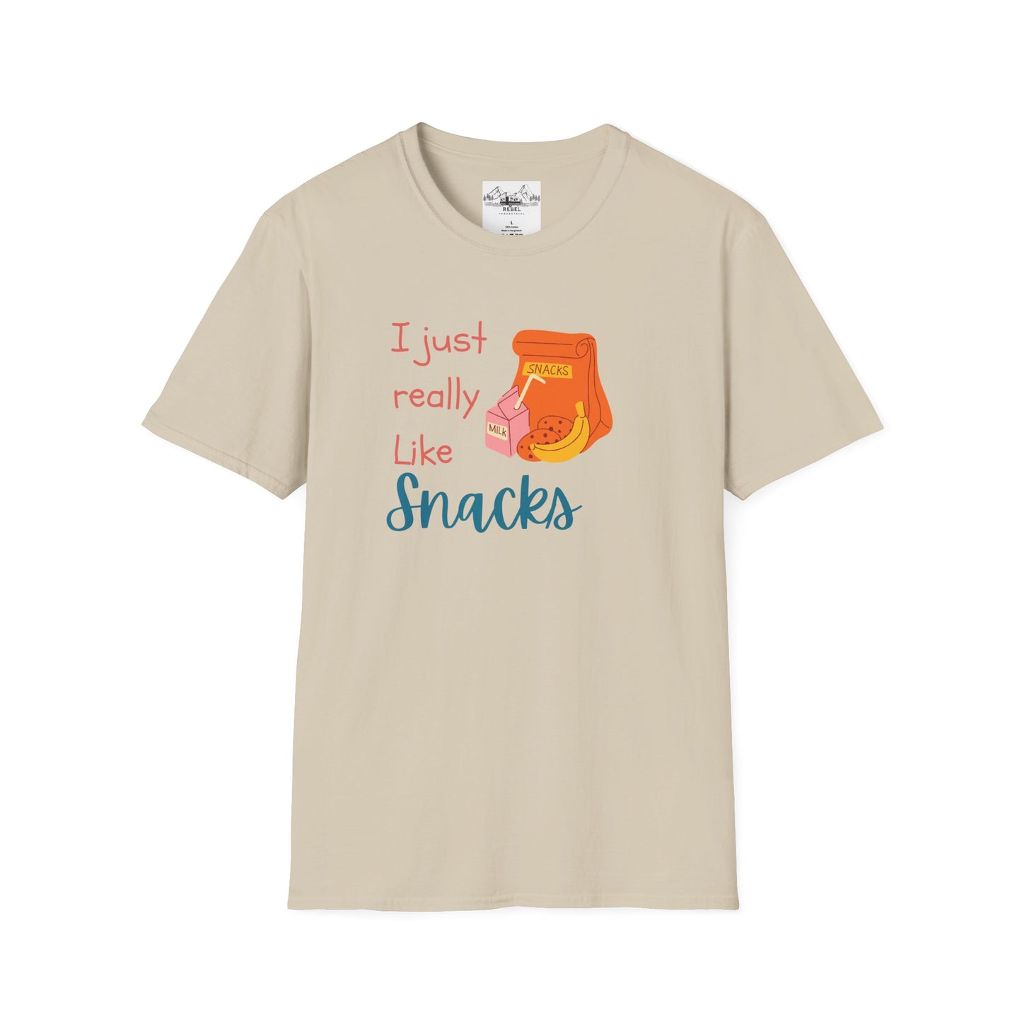 I Just Really Like Snacks T-Shirt – Unisex Softstyle Tee for Grown-Up Snack Lovers