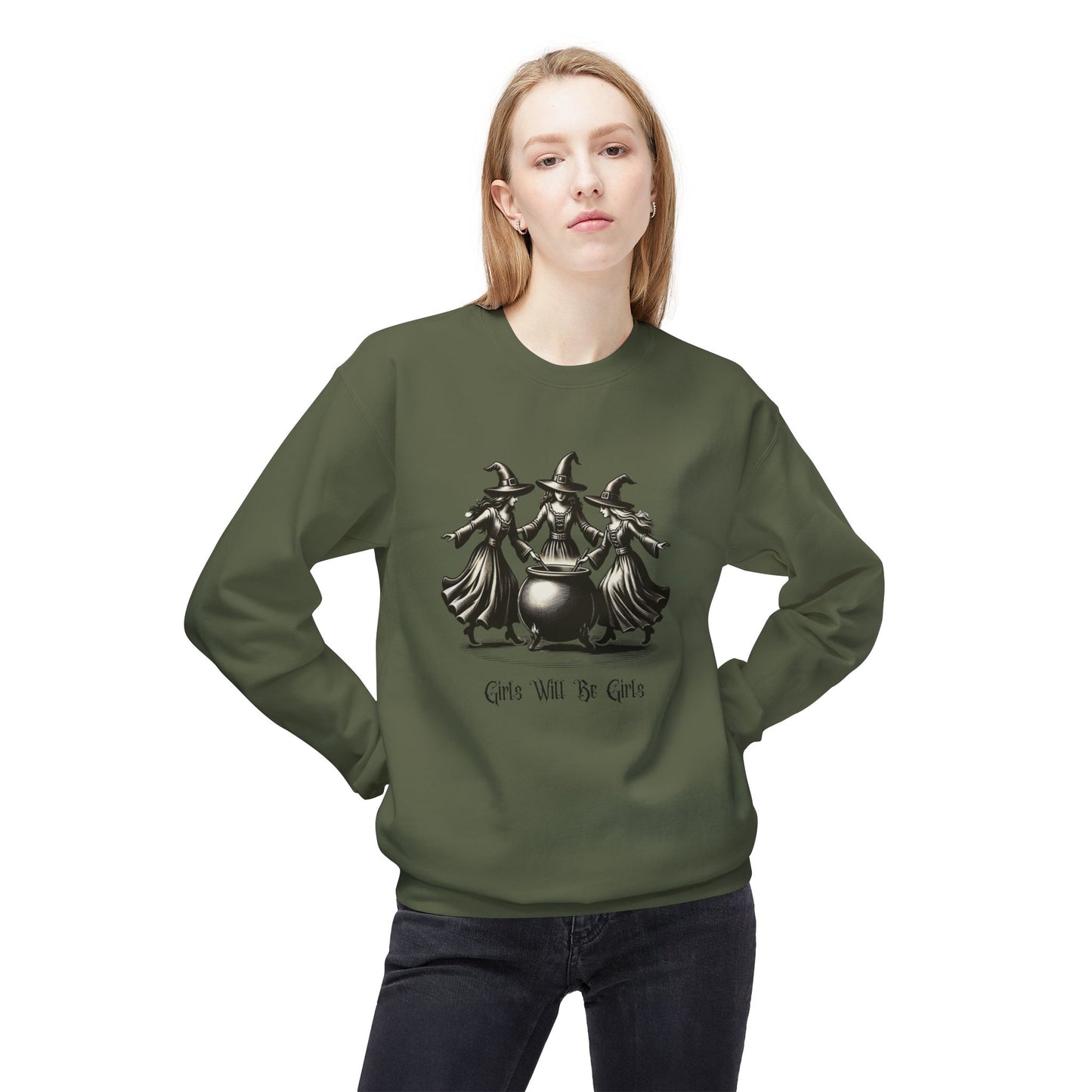 "Girls Will Be Girls" Witches Unisex Crewneck Sweatshirt
