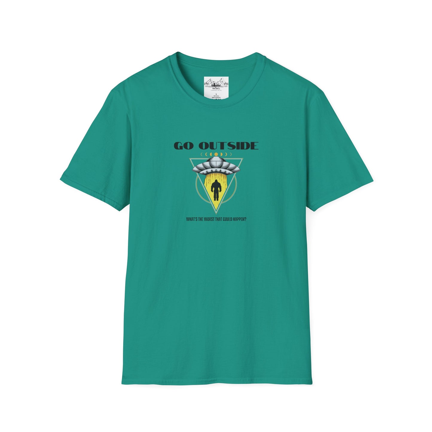 Go Outside — What’s the Worst That Could Happen? | Bigfoot Abduction Unisex Softstyle T-Shirt