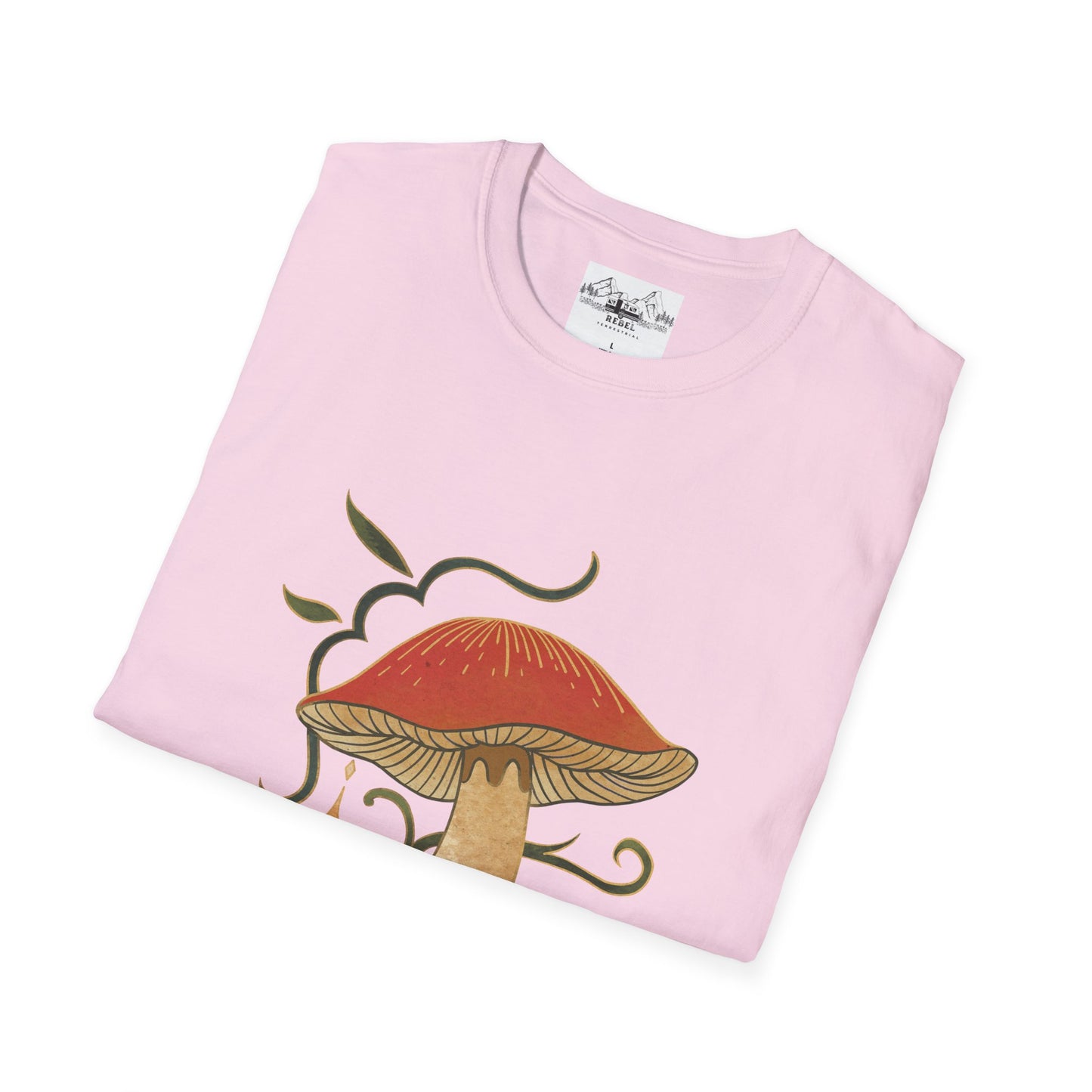 Nature Alone Is Antique – Old World Mushroom Unisex Softstyle T-Shirt | Thomas Carlyle Quote