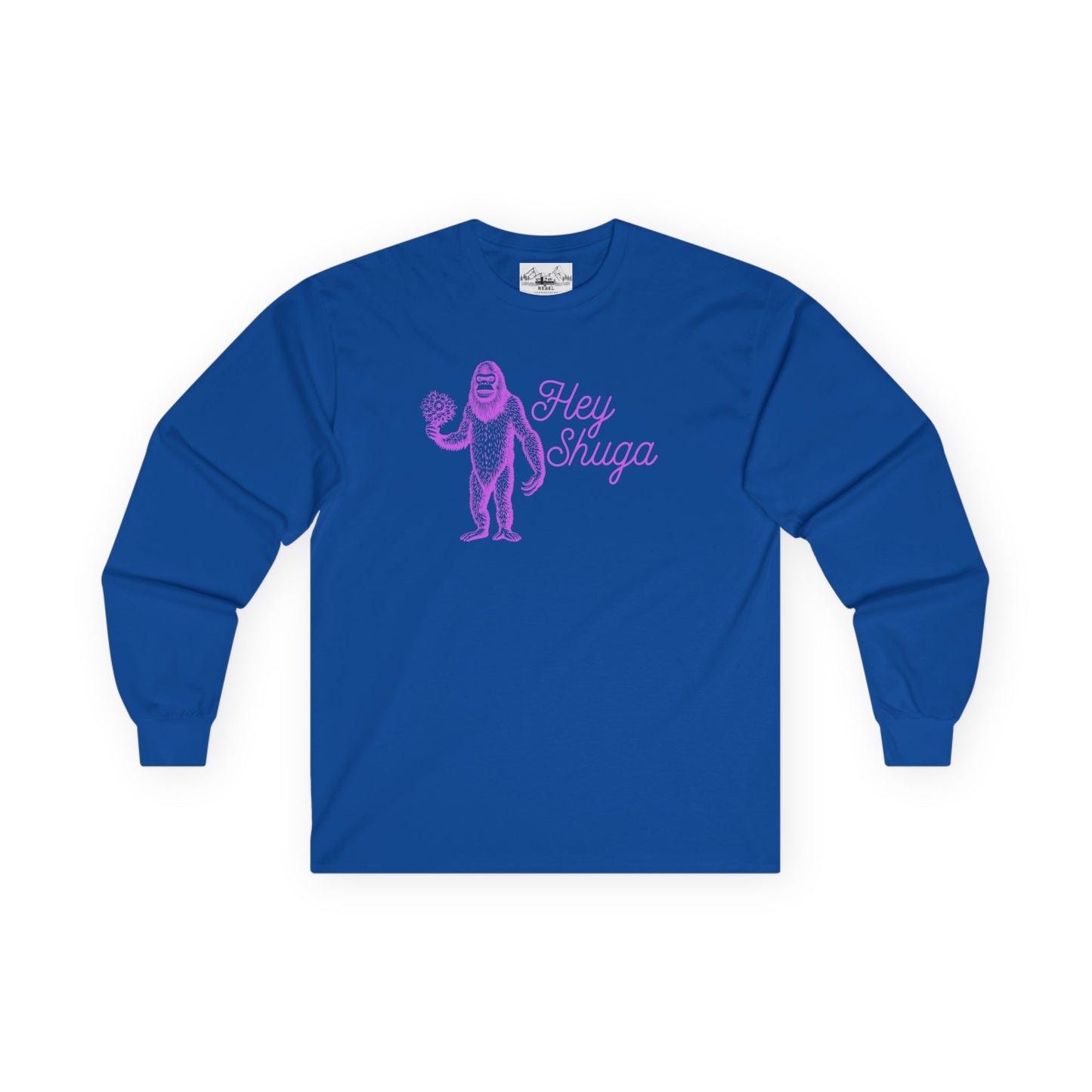Hey Shuga Long Sleeve Tee – Bigfoot with Flowers in Pink