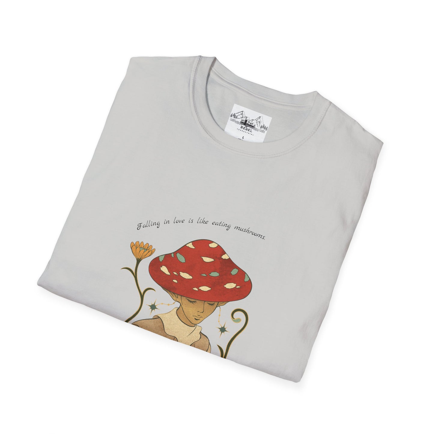 Falling in Love Is Like Eating Mushrooms – Mushroom Woman Unisex Softstyle T-Shirt