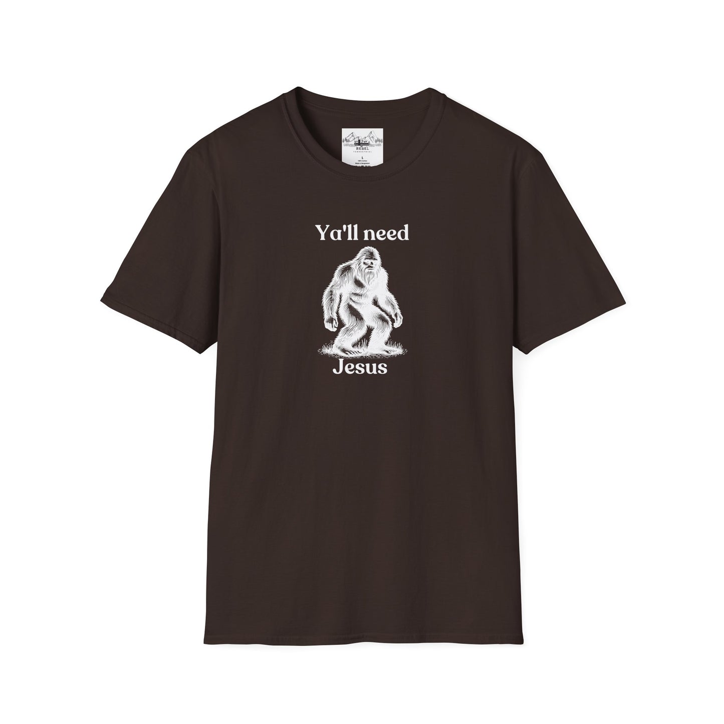 Y’all Need Jesus Bigfoot T-Shirt – Unisex Softstyle Tee