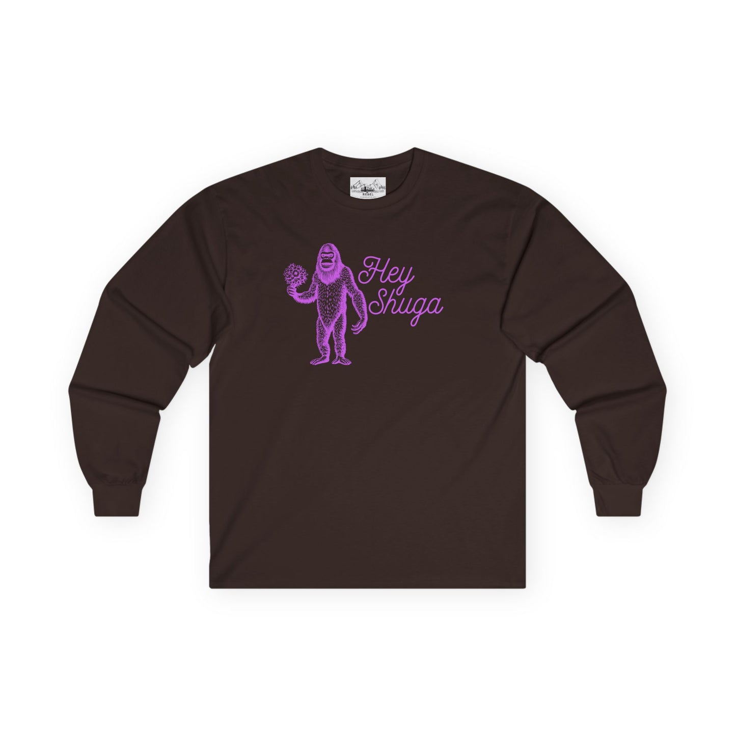 Hey Shuga Long Sleeve Tee – Bigfoot with Flowers in Pink