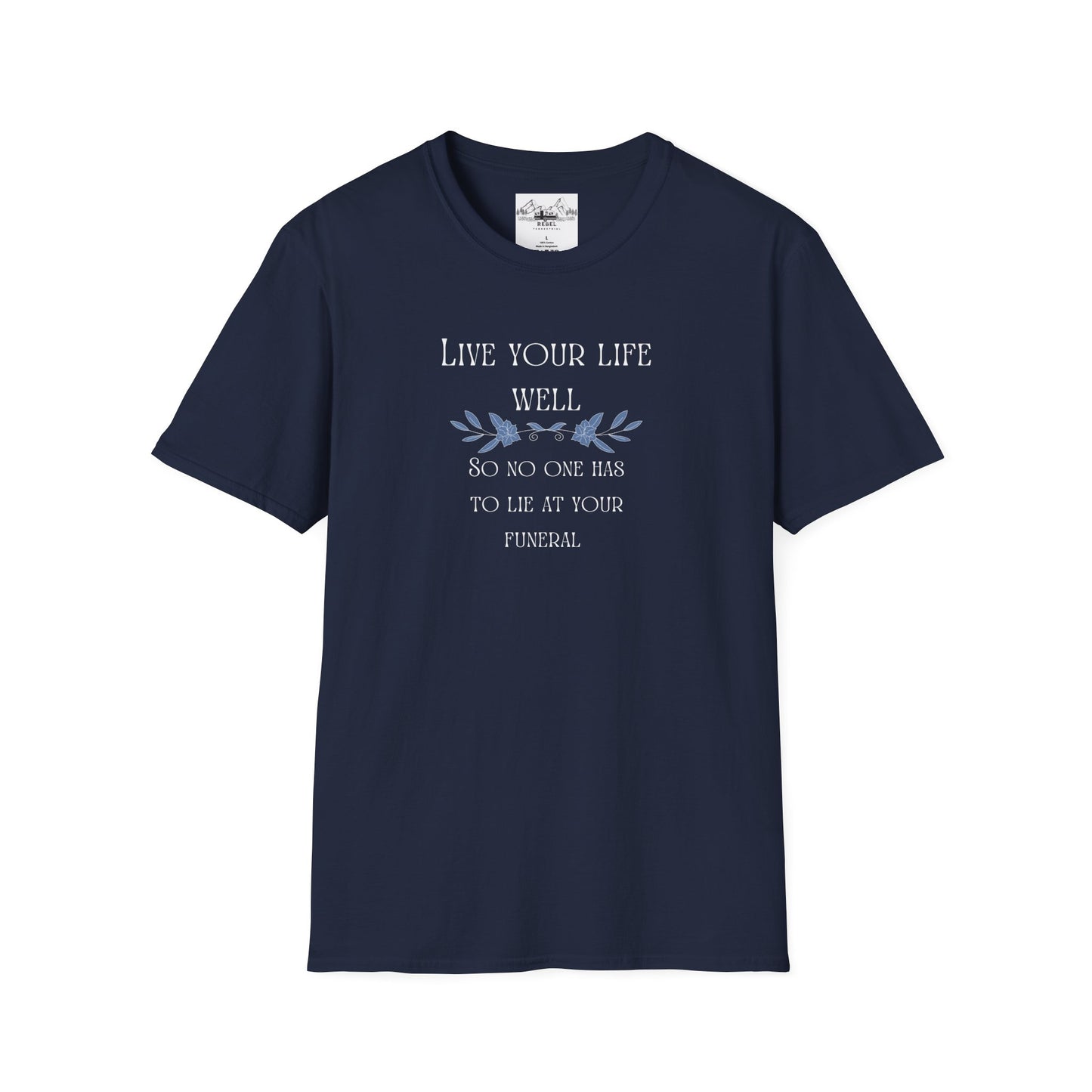 Live Your Life Well – Funny Gravestone-Inspired Floral T-Shirt