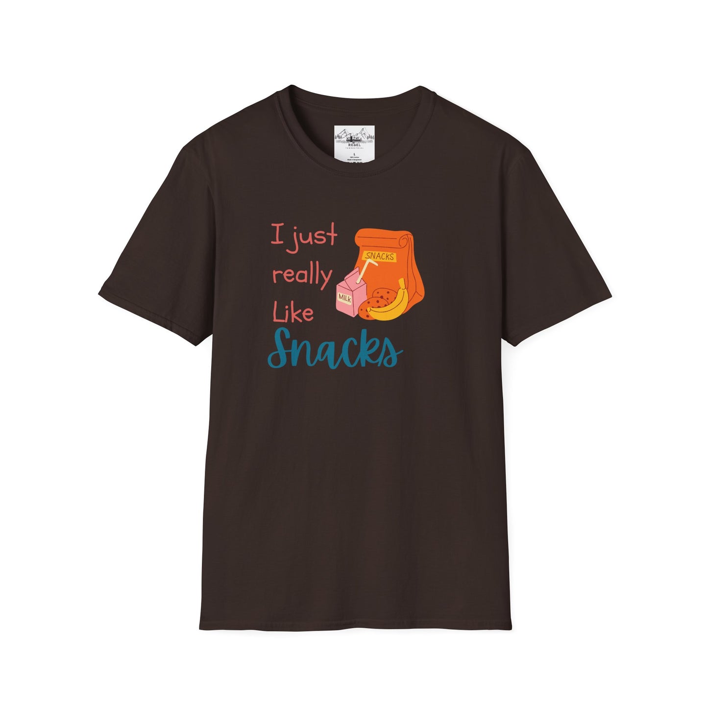 I Just Really Like Snacks T-Shirt – Unisex Softstyle Tee for Grown-Up Snack Lovers