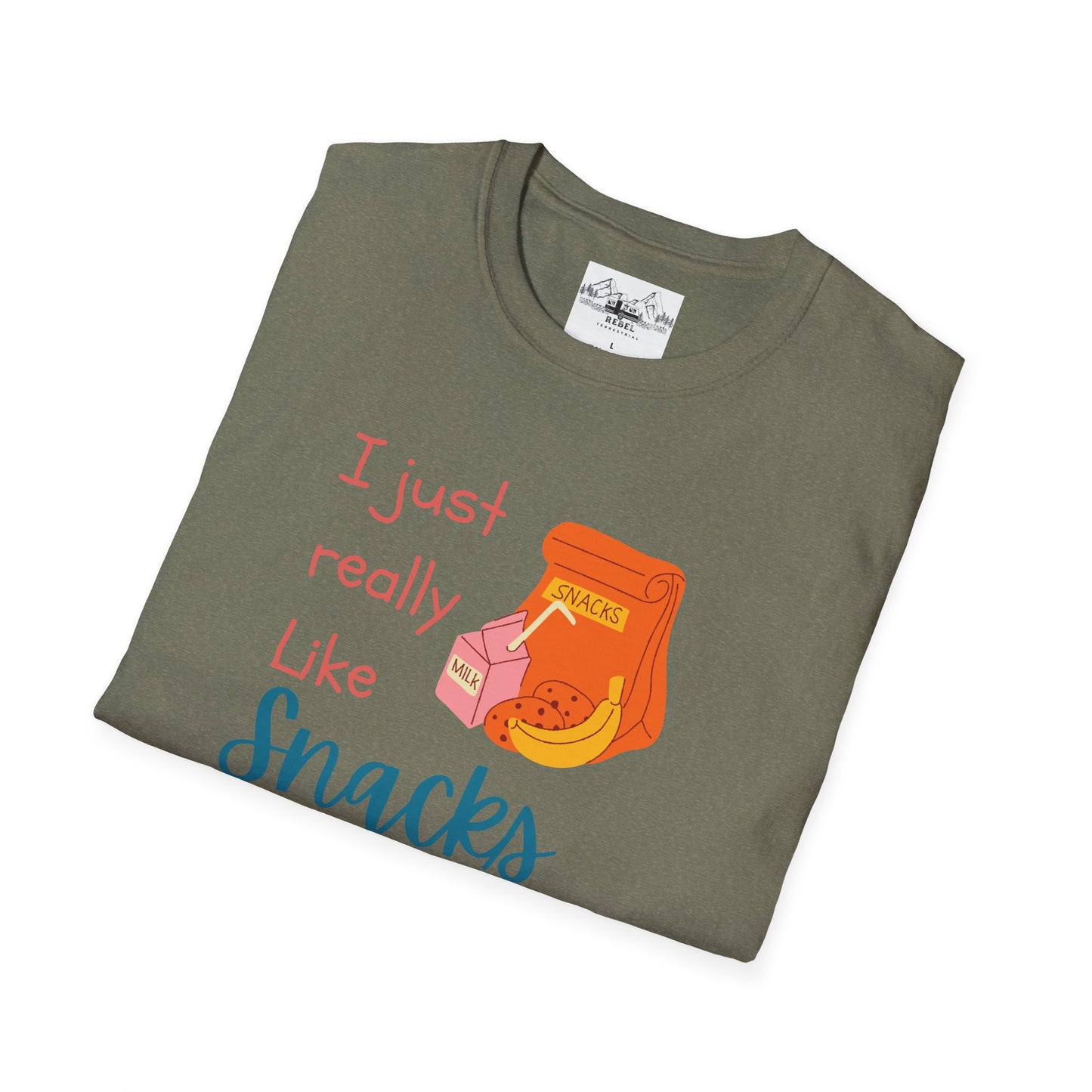 I Just Really Like Snacks T-Shirt – Unisex Softstyle Tee for Grown-Up Snack Lovers
