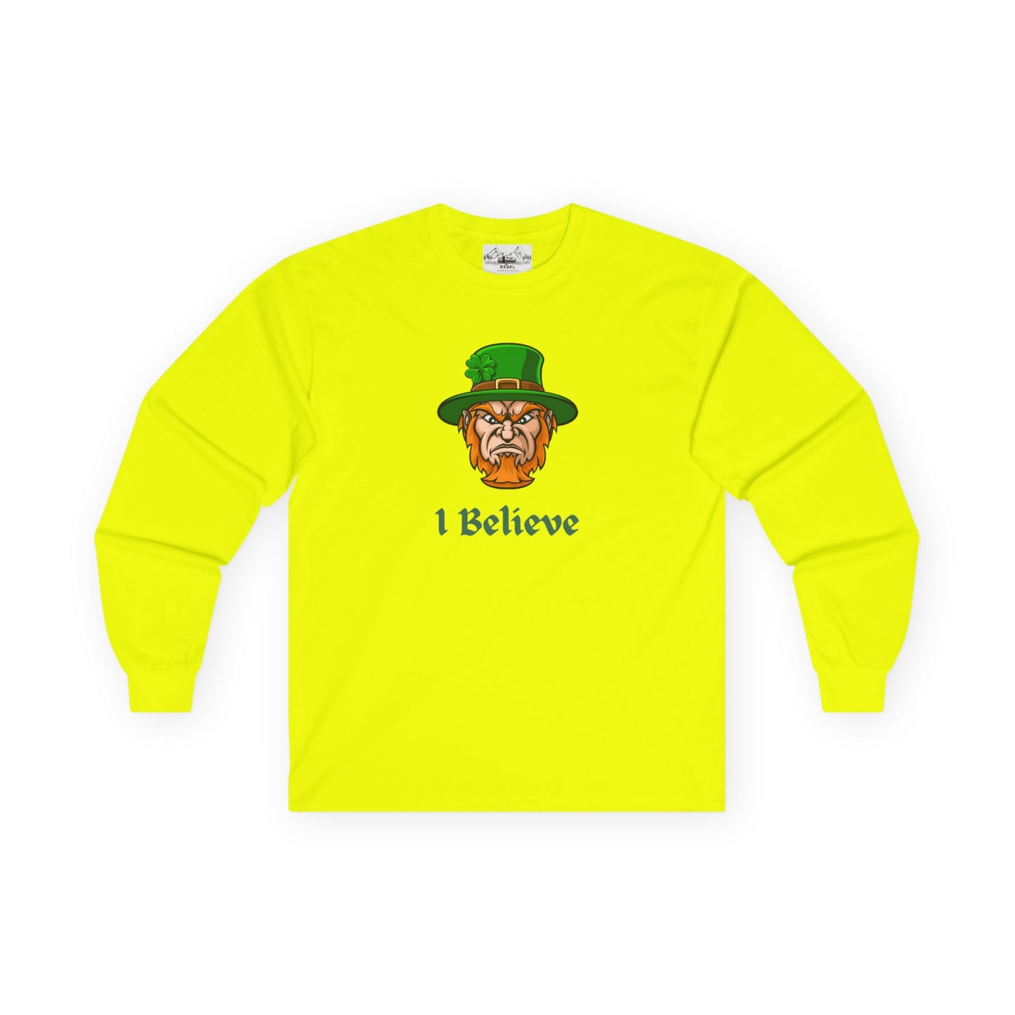 "I Believe" Long Sleeve Graphic Tee – Vintage Leprechaun Illustration