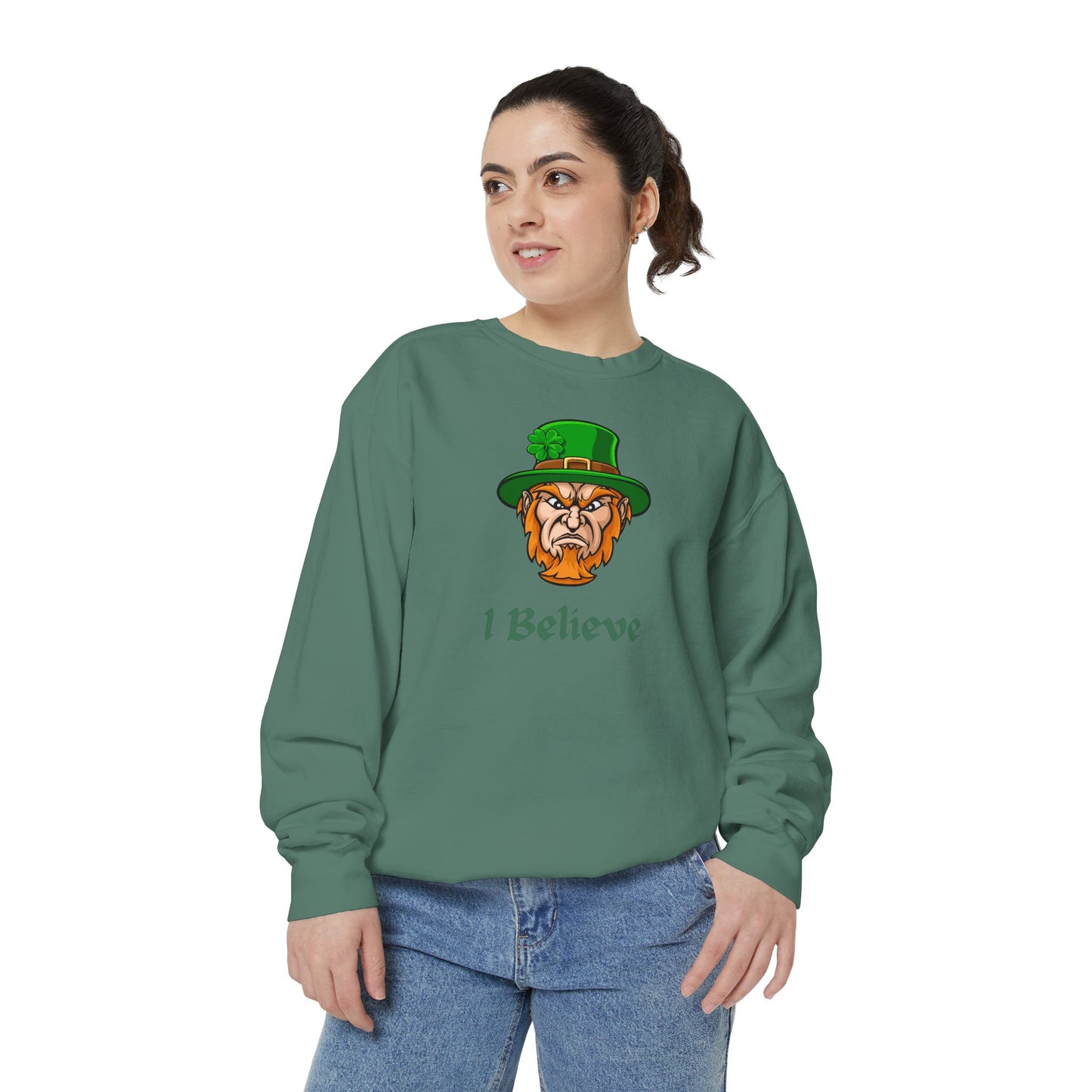 "I Believe" Relaxed Fit Sweatshirt – Bold Leprechaun Graphic