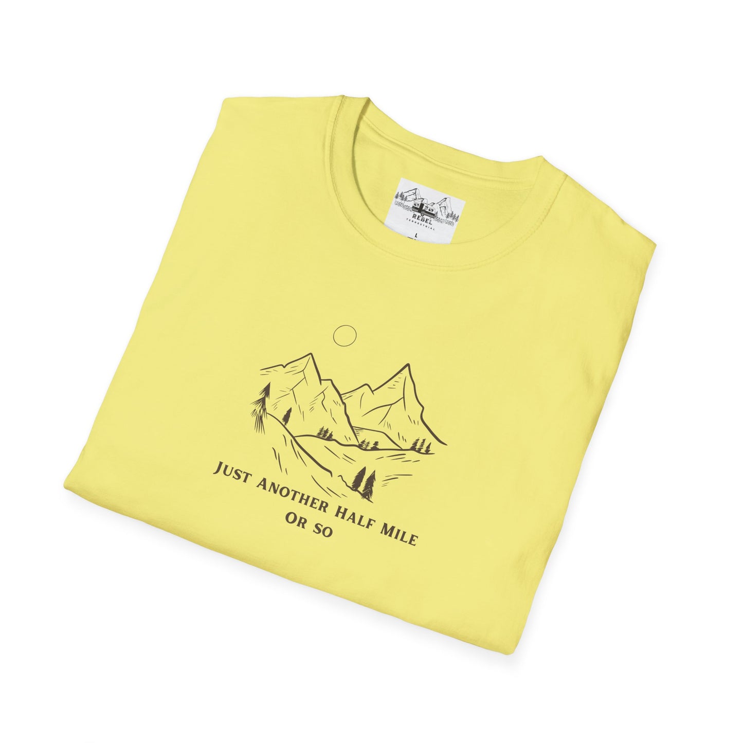 Just Another Half Mile or So | Minimalist Mountain Scene Unisex Softstyle T-Shirt
