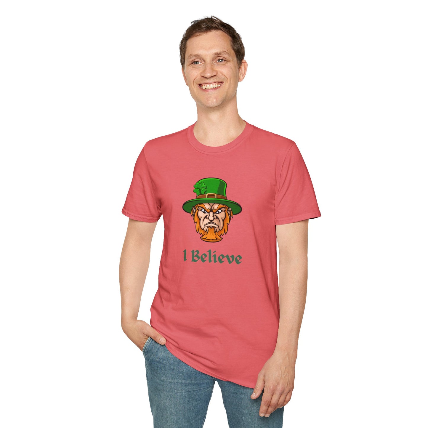 "I Believe" Angry Leprechaun Graphic Tee – Playful Celtic Spirit