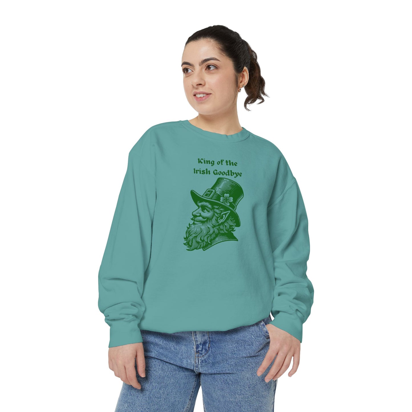 "King of the Irish Goodbye" Relaxed Fit Sweatshirt – Vintage Green Graphic
