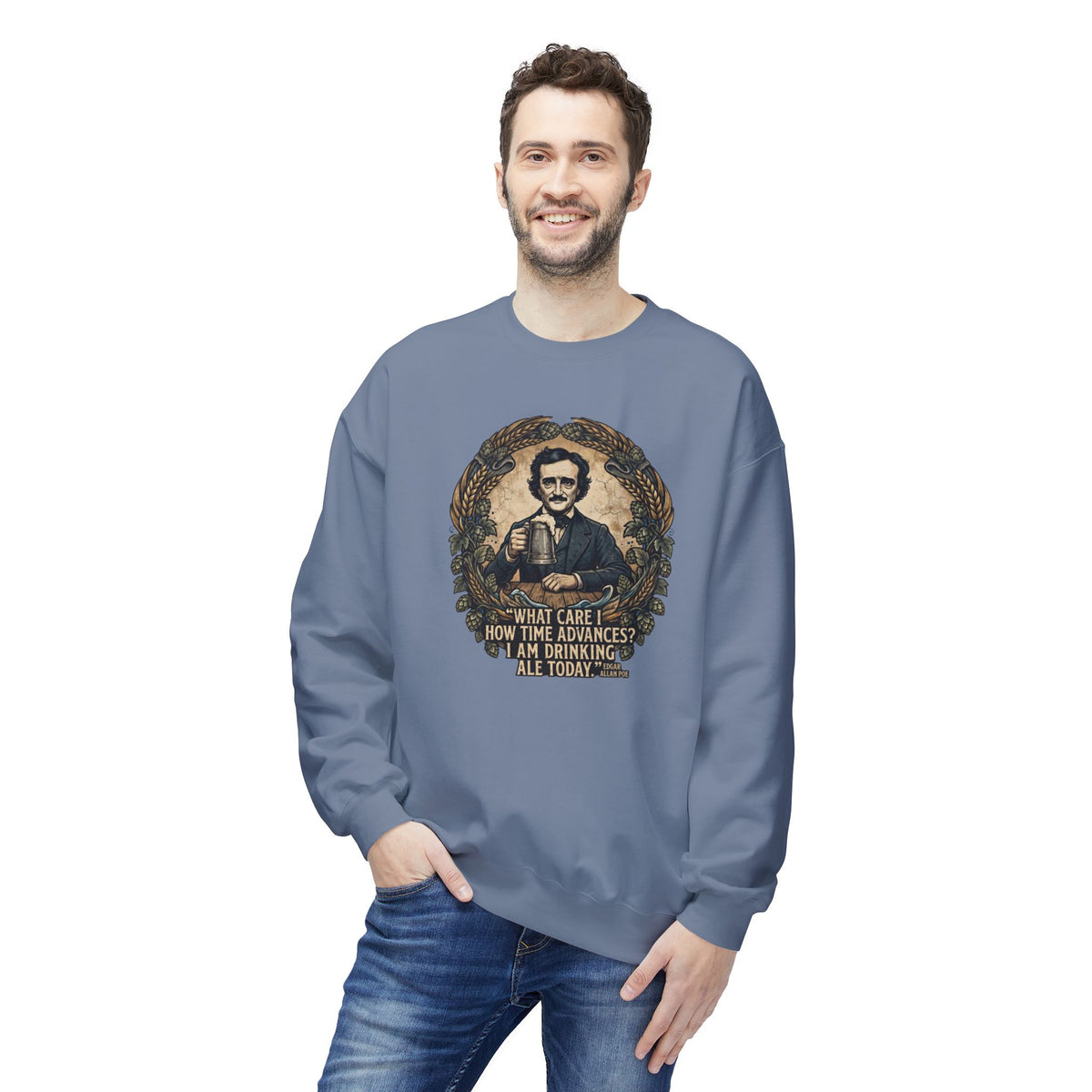 I Am Drinking Ale Today Edgar Allan Poe Crewneck Sweatshirt