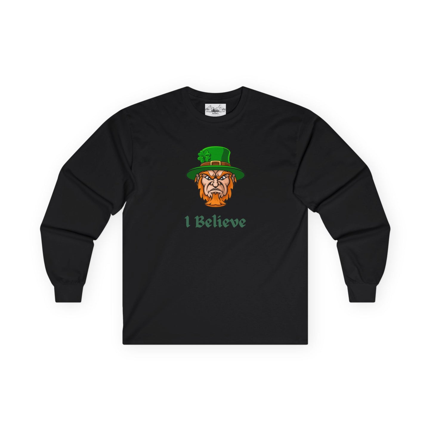 "I Believe" Long Sleeve Graphic Tee – Vintage Leprechaun Illustration