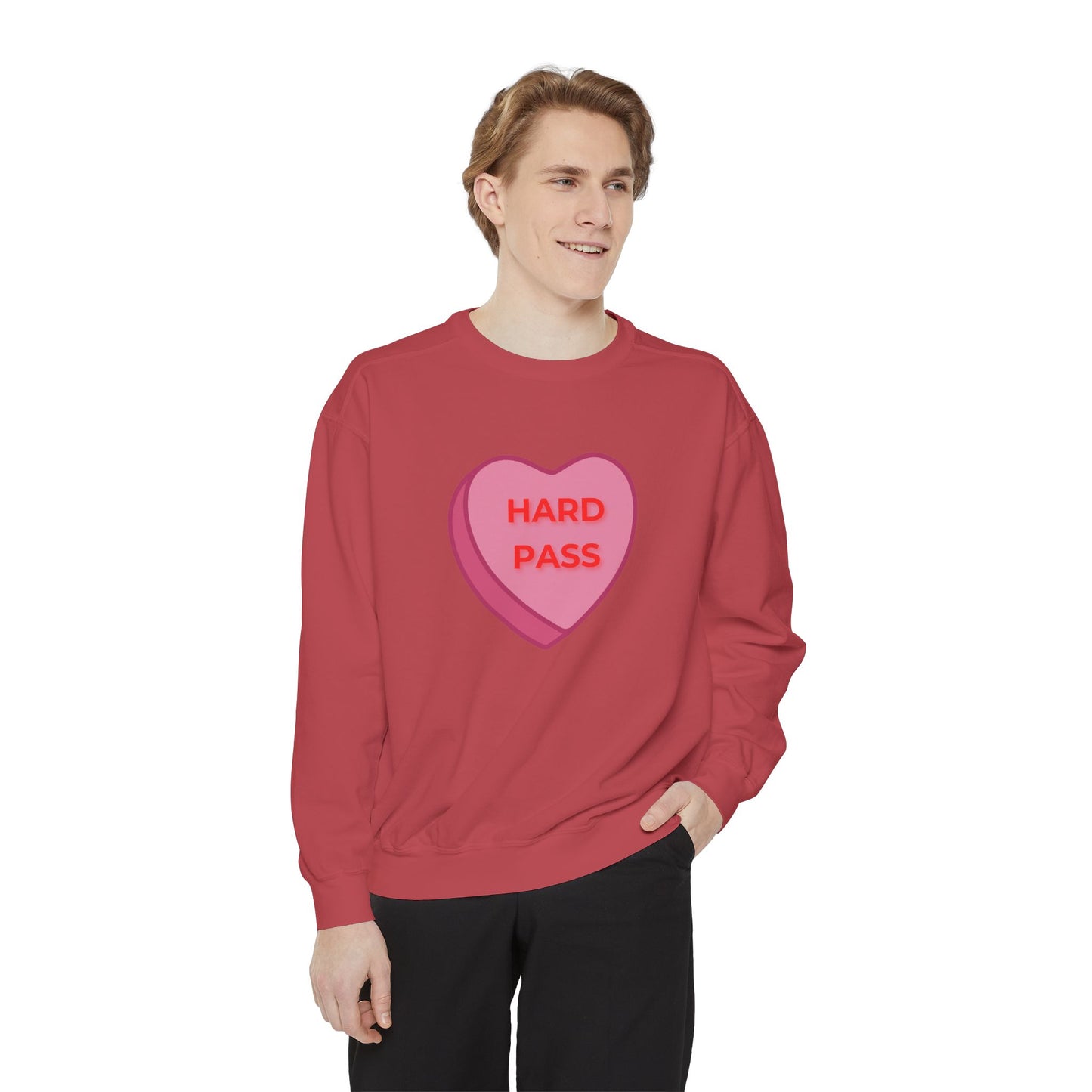 Hard Pass Candy Heart Color Blast Sweatshirt