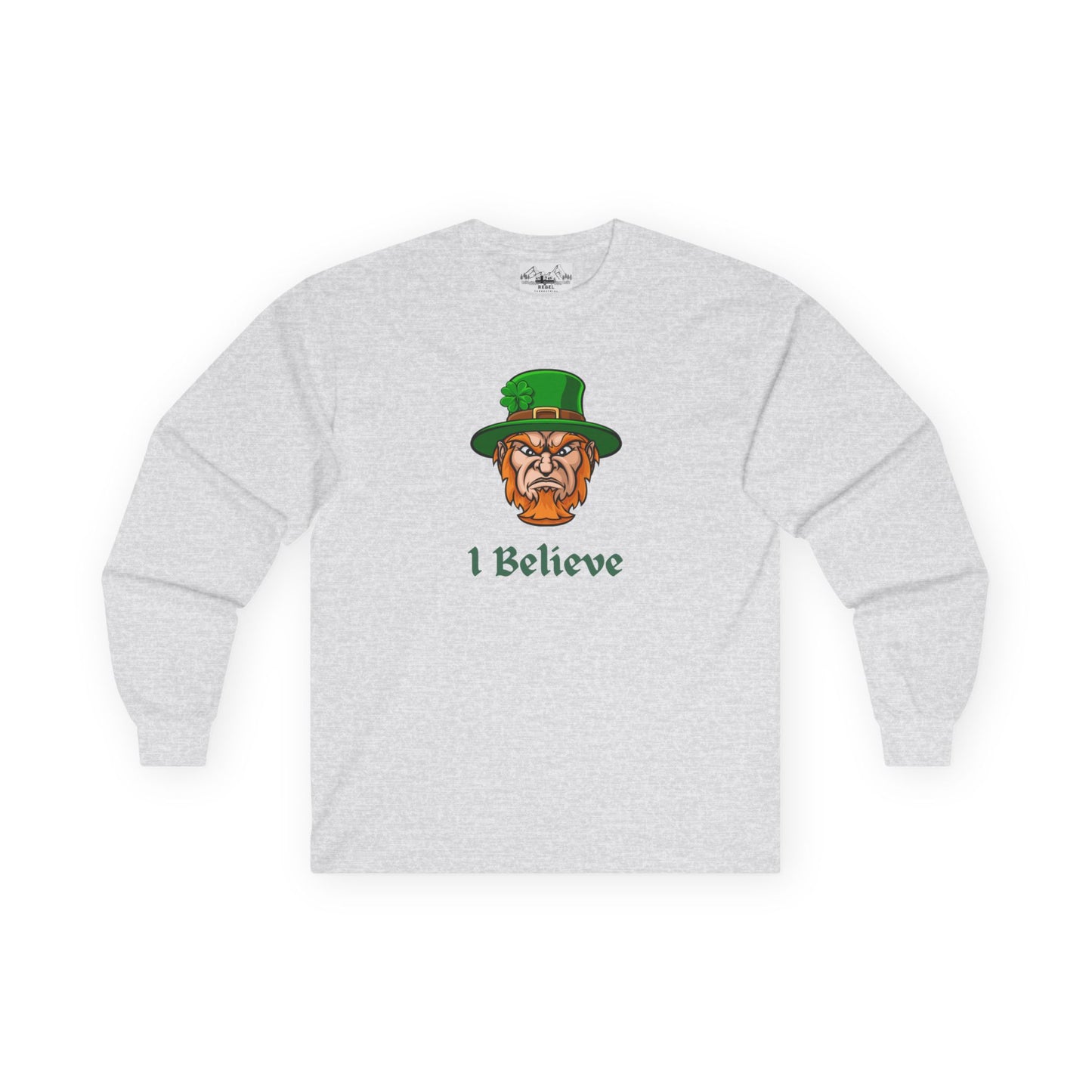 "I Believe" Long Sleeve Graphic Tee – Vintage Leprechaun Illustration
