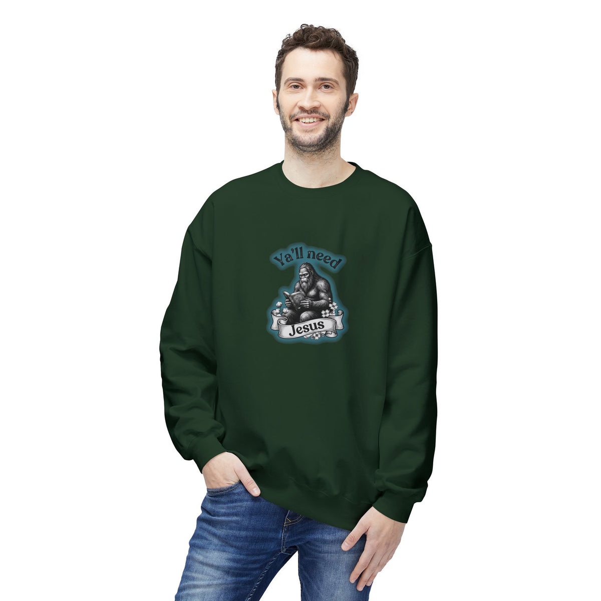 Y’all Need Jesus Bigfoot Crewneck Sweatshirt