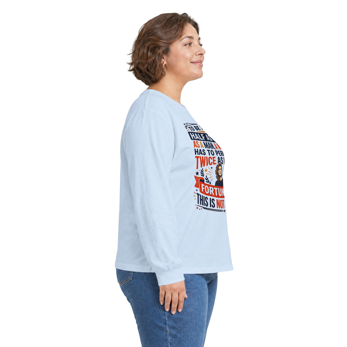 "Twice as Well" Vintage-Style Feminist Graphic Long Sleeve Tee | Retro Sarcastic Shirt